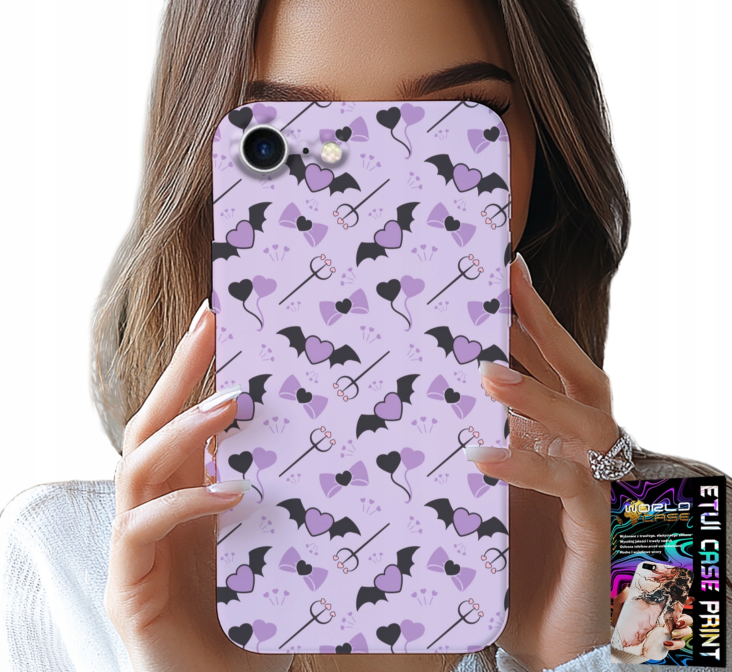 ETUI DO IPHONE 7 / 8 / SE2 - MODNE WZORY WIDŁY SERCA KOKARDKI KOKARDA