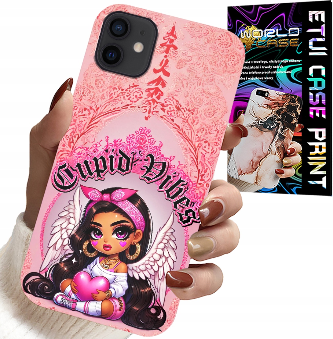 ETUI DO IPHONE 12 - CUPID VIBES Z UROCZĄ ANIOŁKIEM PLECKI
