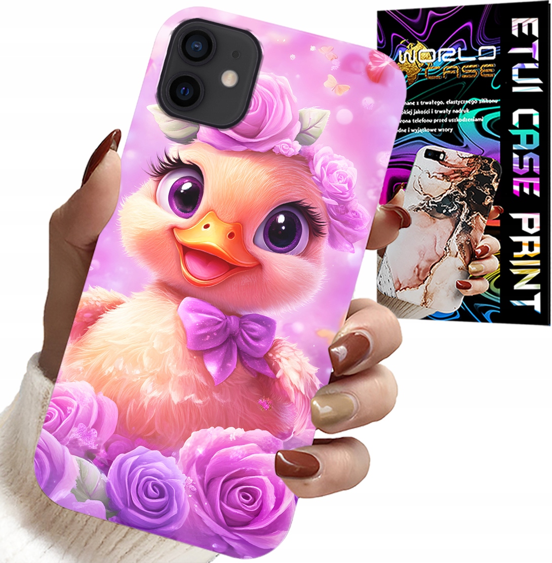 ETUI DO IPHONE 11 - SŁODKA KACZUCHA, KACZKA NA RÓŻOWYM TLE