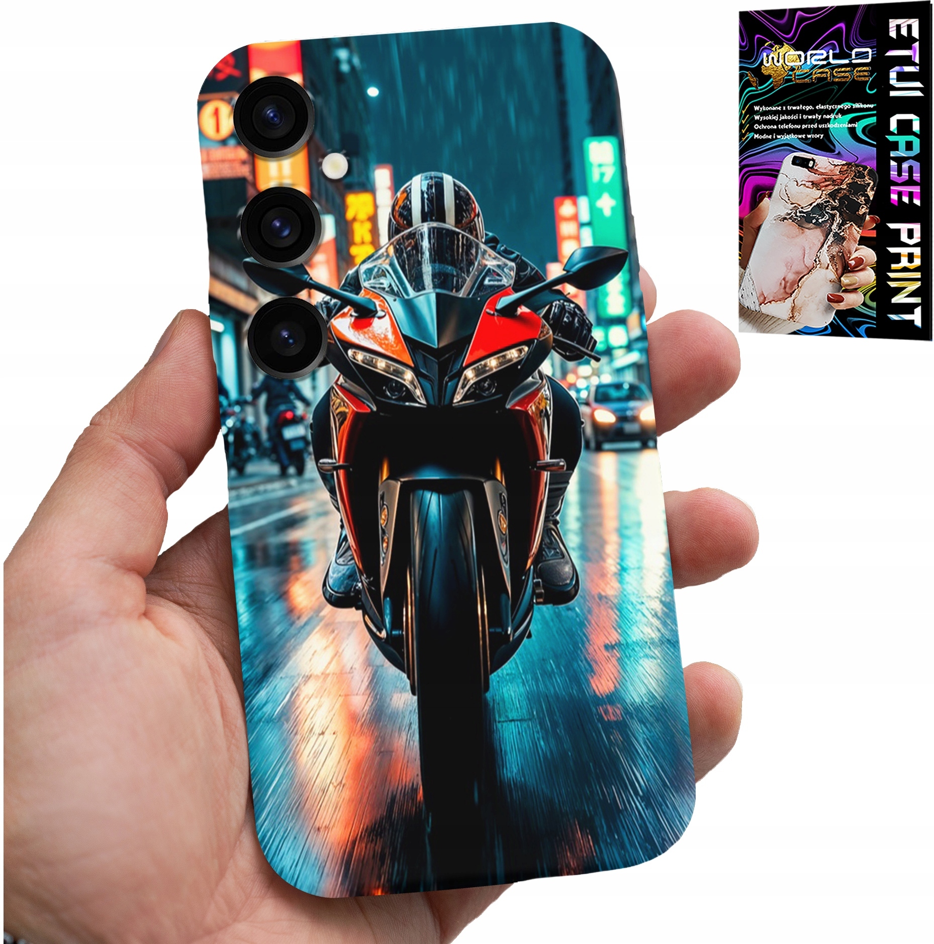 ETUI DO SAMSUNG GALAXY S24 - MOTOR, MOTOCYKLE JEDNOŚLAD WZORY + SZKŁO