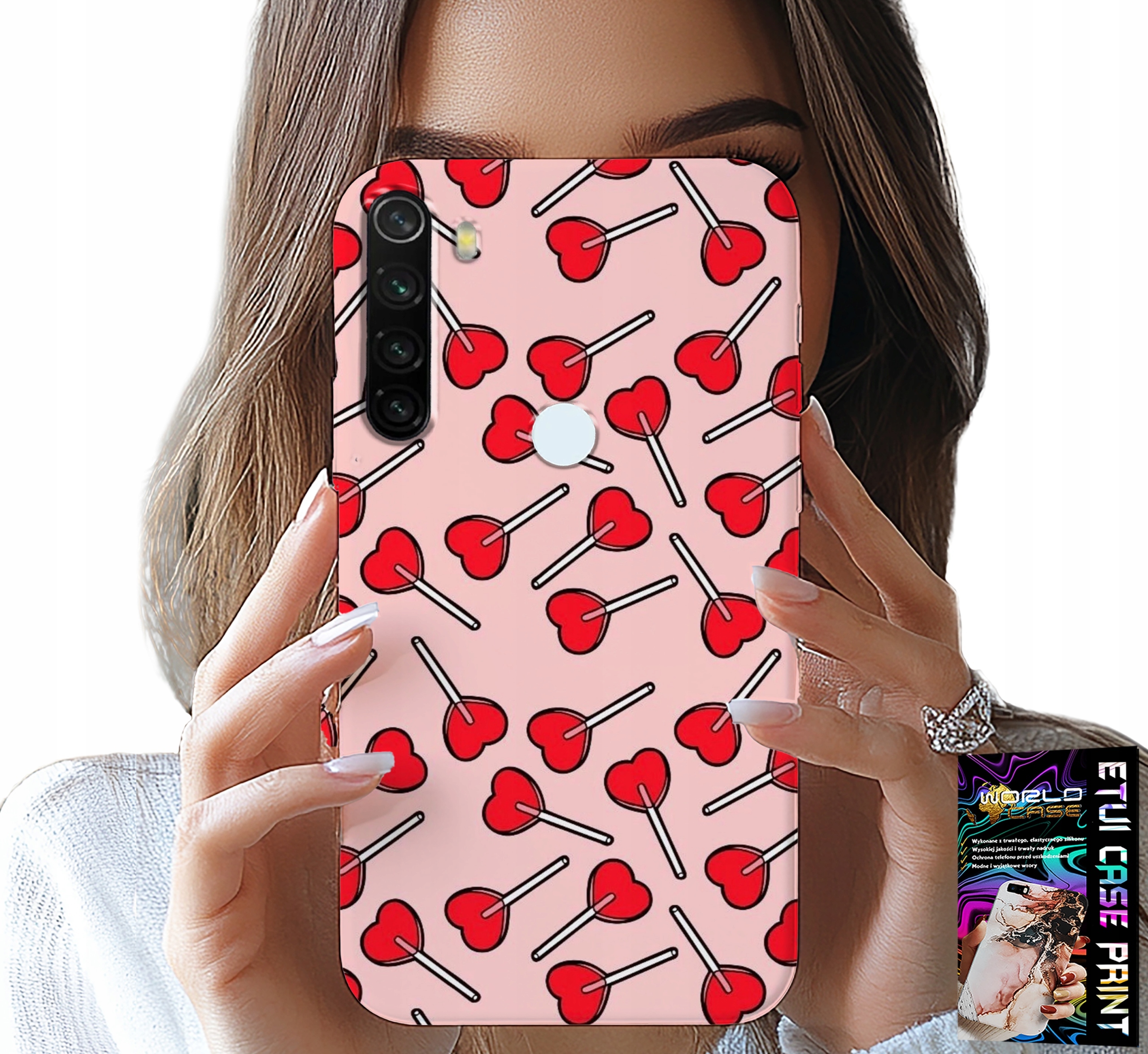 ETUI DO XIAOMI NOTE 8T - KOBIECE, MODNE WZORY LIZAKI W SERCA CASE