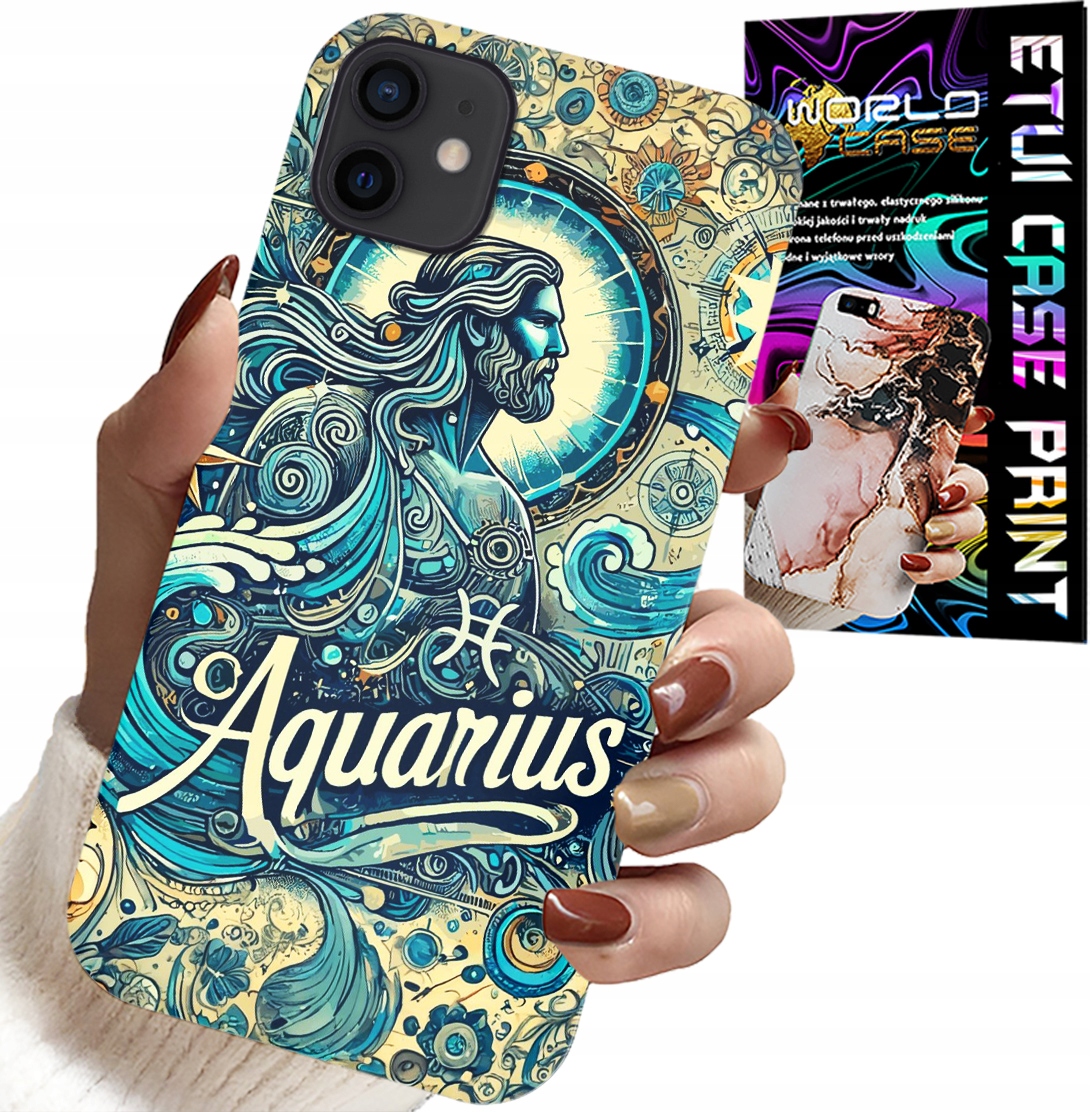 ETUI DO IPHONE 12 MINI - ZNAK ZODIAKU, WODNIK, ASTRONOMIA PLECKI