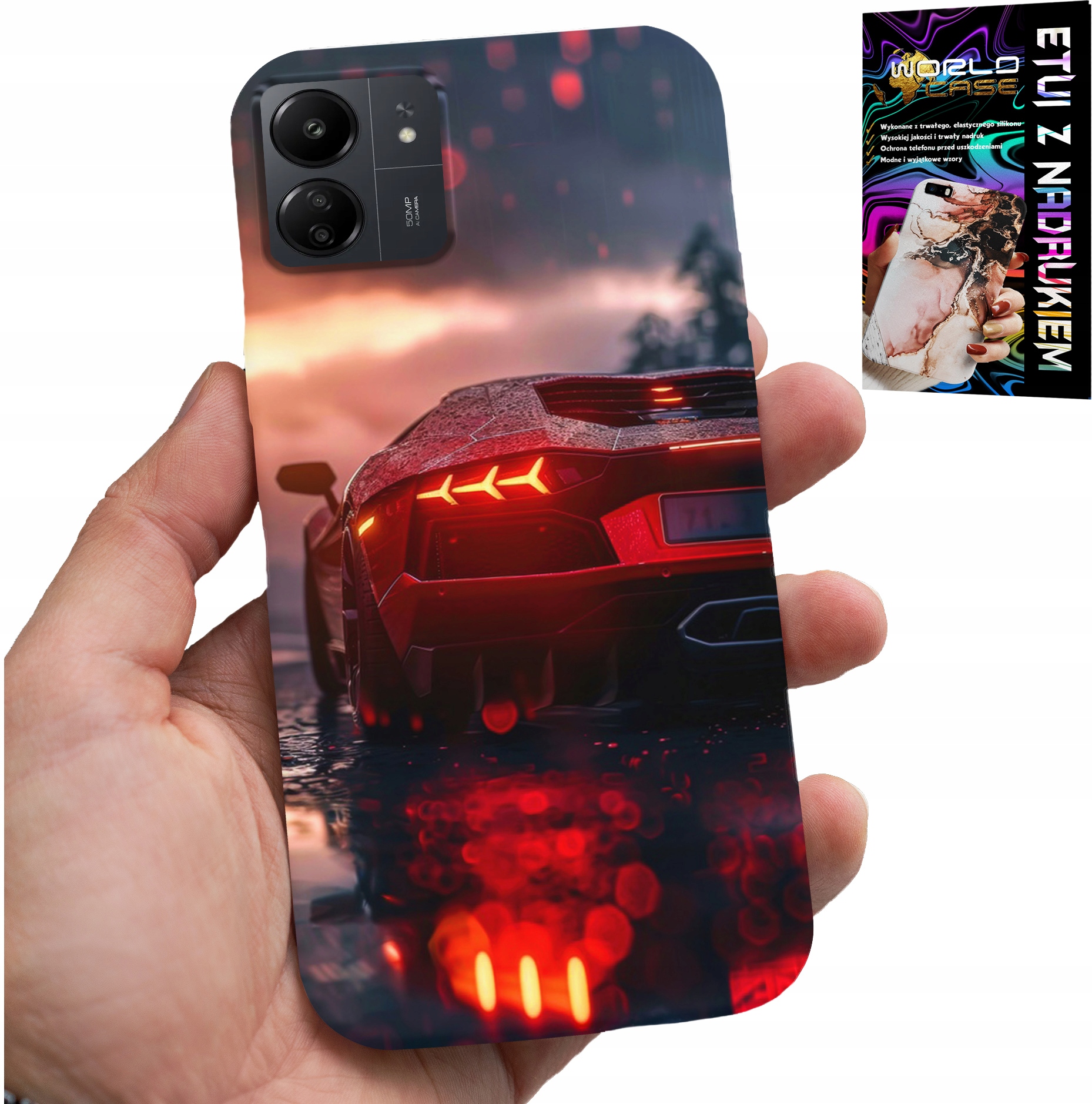 ETUI DO XIAOMI REDMI 13C 4G - LUKSUSOWE SAMOCHODY, MEGA WZORY, OBUDOWA