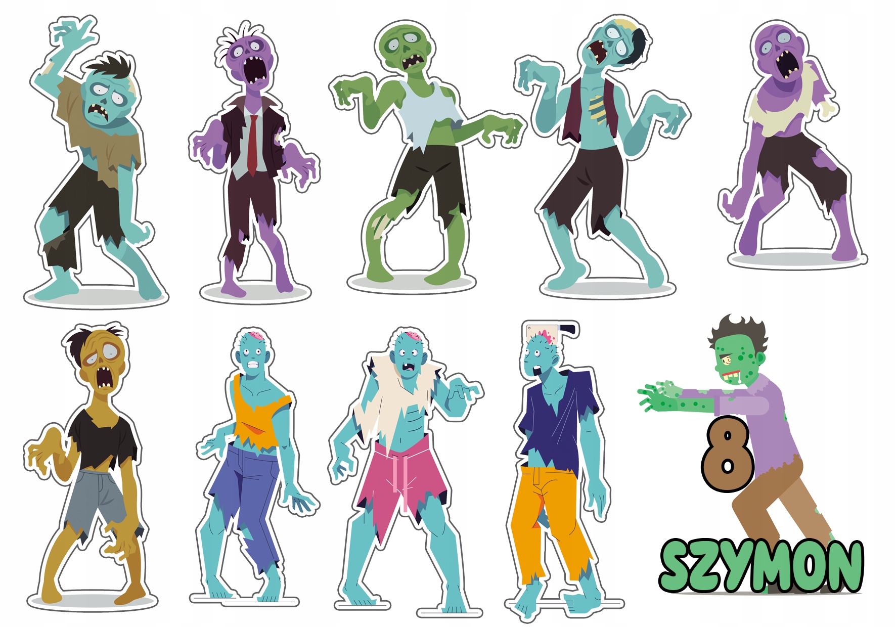 OPŁATEK ZESTAW NA URODZINY POSTACIE ZOMBIE ZOMBI + IMIĘ