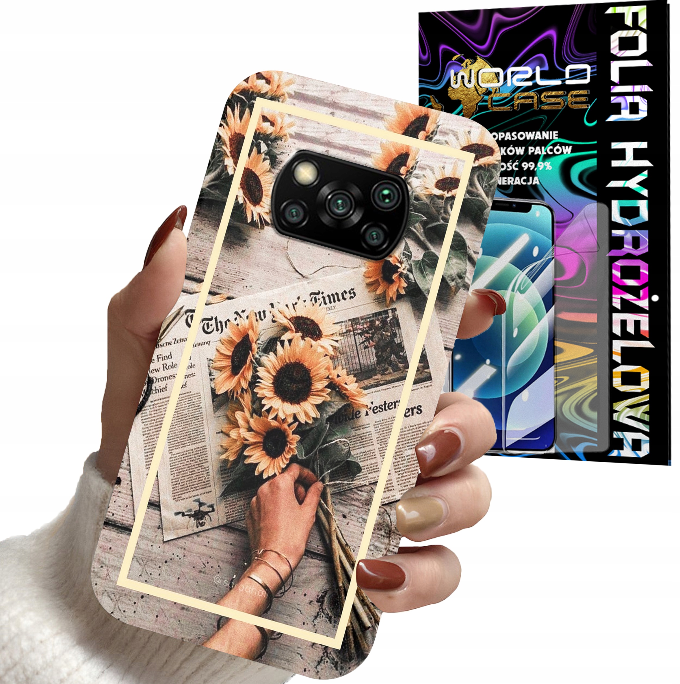 ETUI DO XIAOMI POCO X3 - SŁONECZNIK KWIATY DLA KOBIET PLECKI + FOLIA