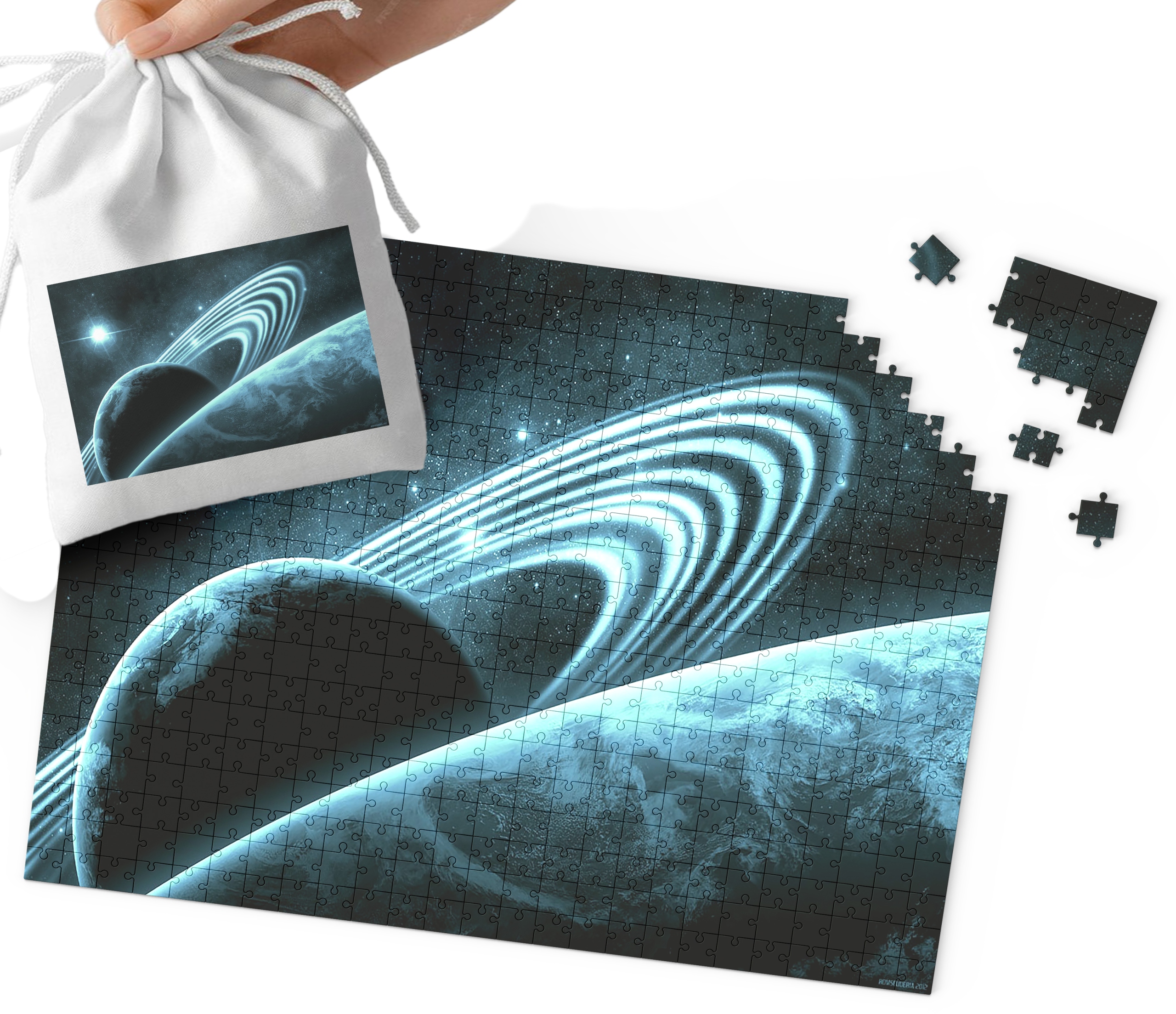 PUZZLE - ASTRONAUTA KOSMOS WZORY DLA CHŁOPCA 192el + WORECZEK