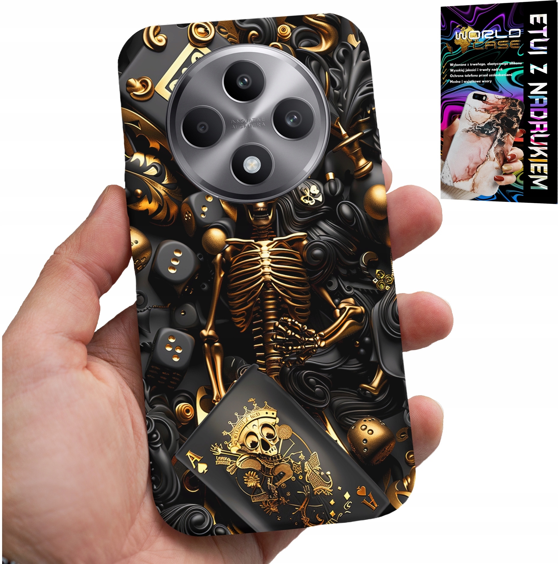 ETUI DO OPPO RENO12 F / 12FS 5G - KRÓL POKER KOŚCI AS WZORY DLA MEN +SZKŁO