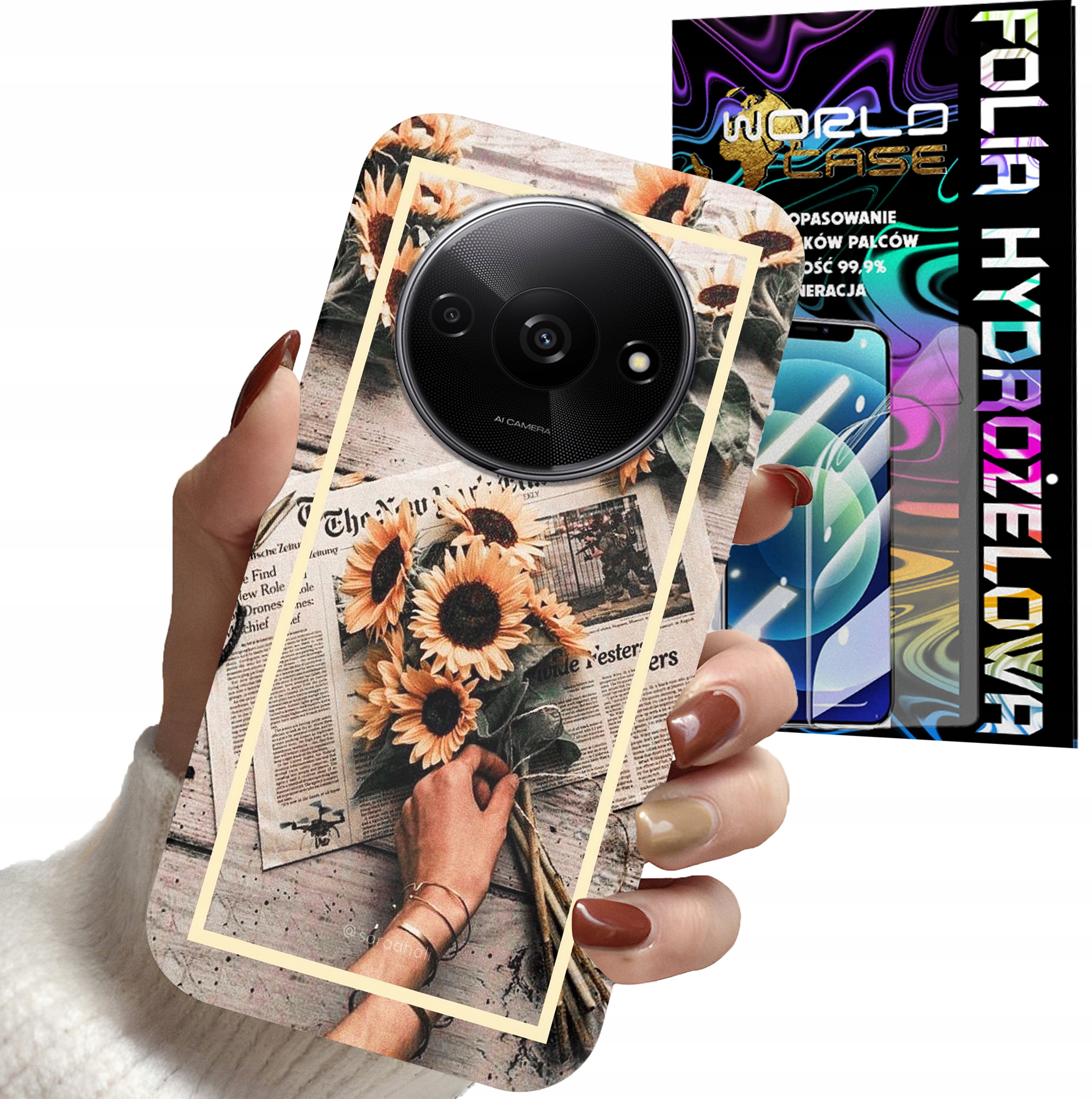 ETUI DO XIAOMI REDMI A3 4G - SŁONECZNIK KWIATY DLA KOBIET PLECKI + FOLIA