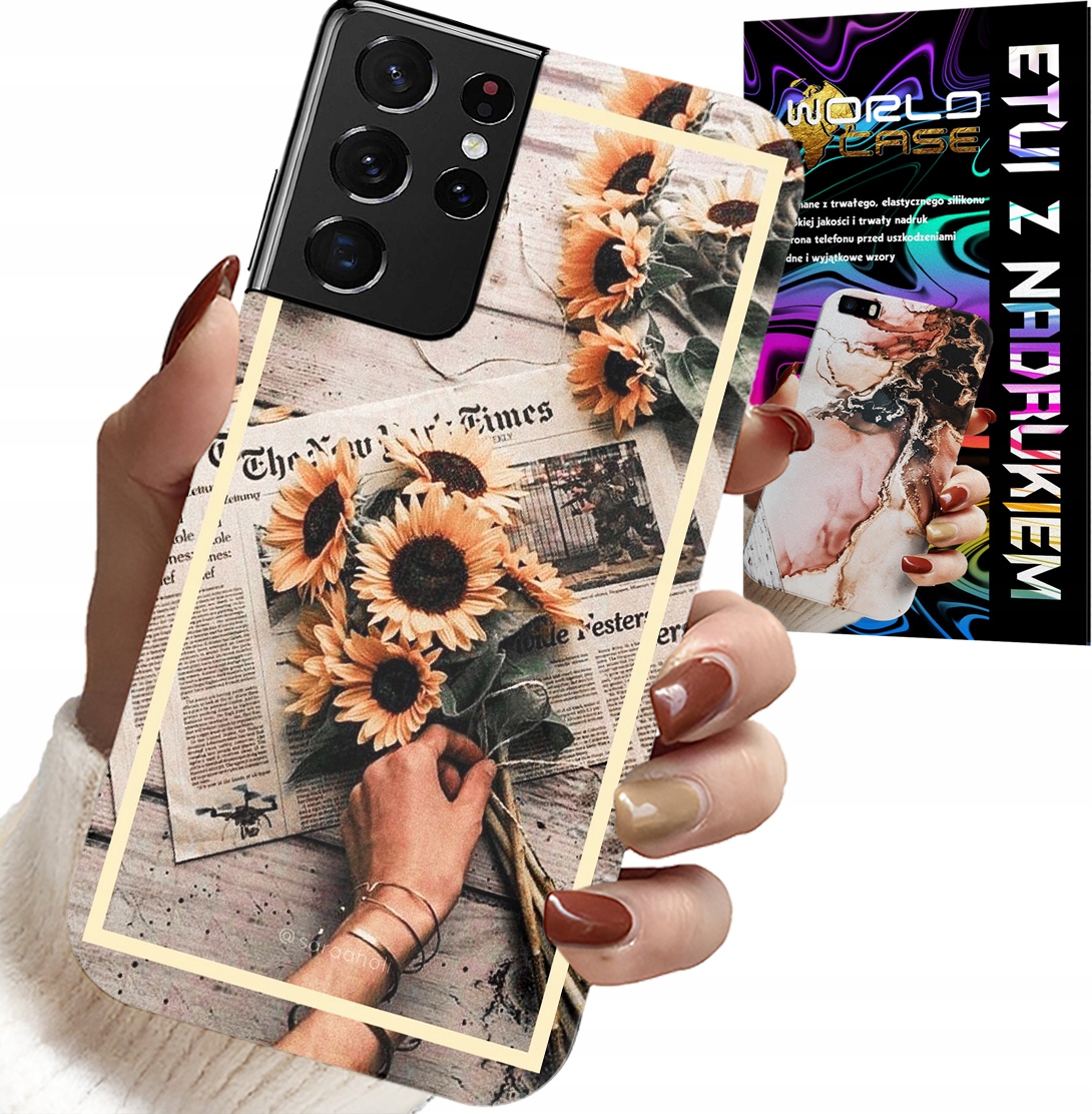 ETUI DO SAMSUNG GALAXY S21 Ultra - KWIATISTY WZÓR SŁONECZNIK SŁONECZNIKI