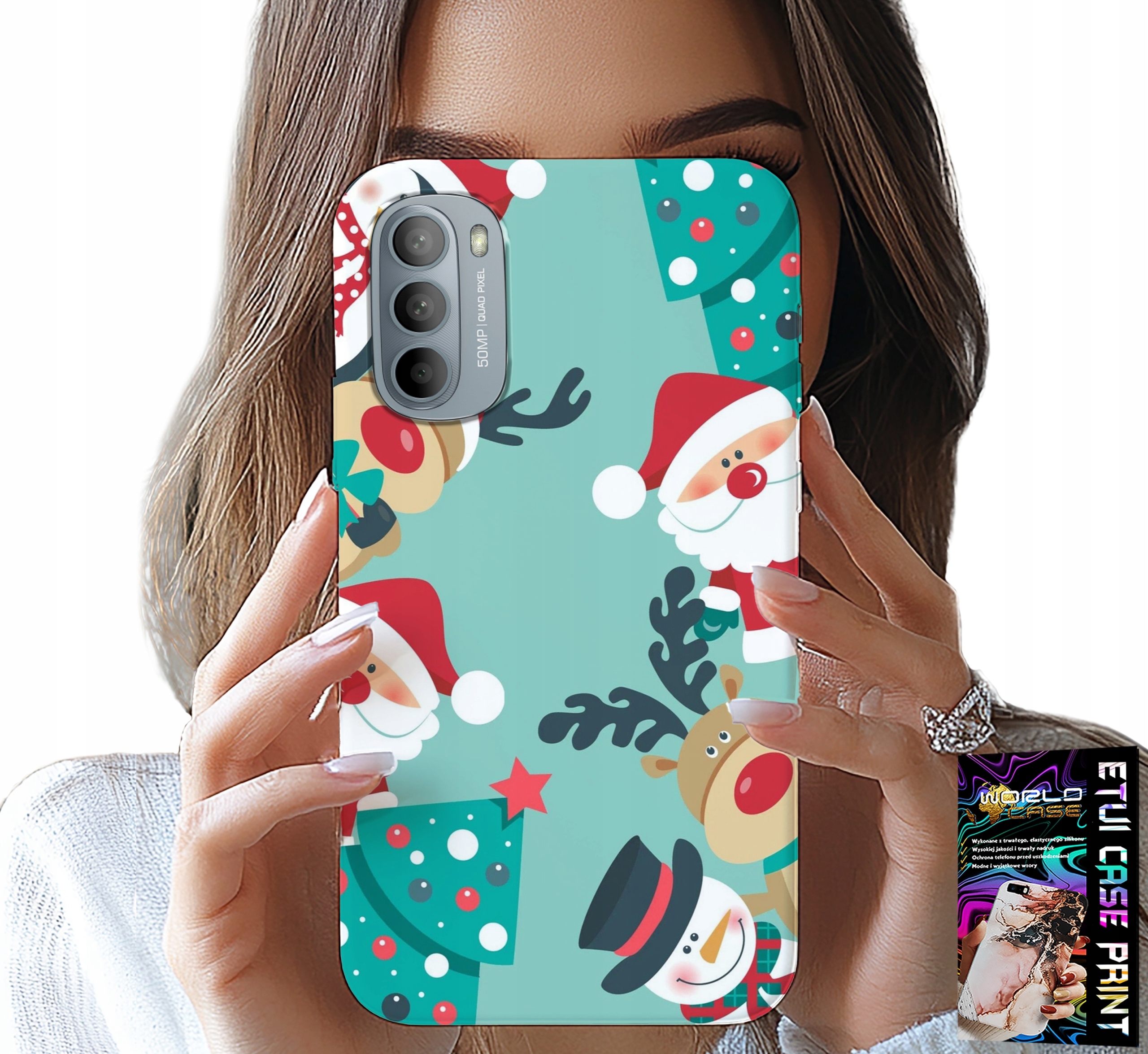 ETUI DO MOTOROLA G31 / G41 - MIKOŁAJ, RENIFER BAŁWAN ŚWIĄTECZNE WZORY