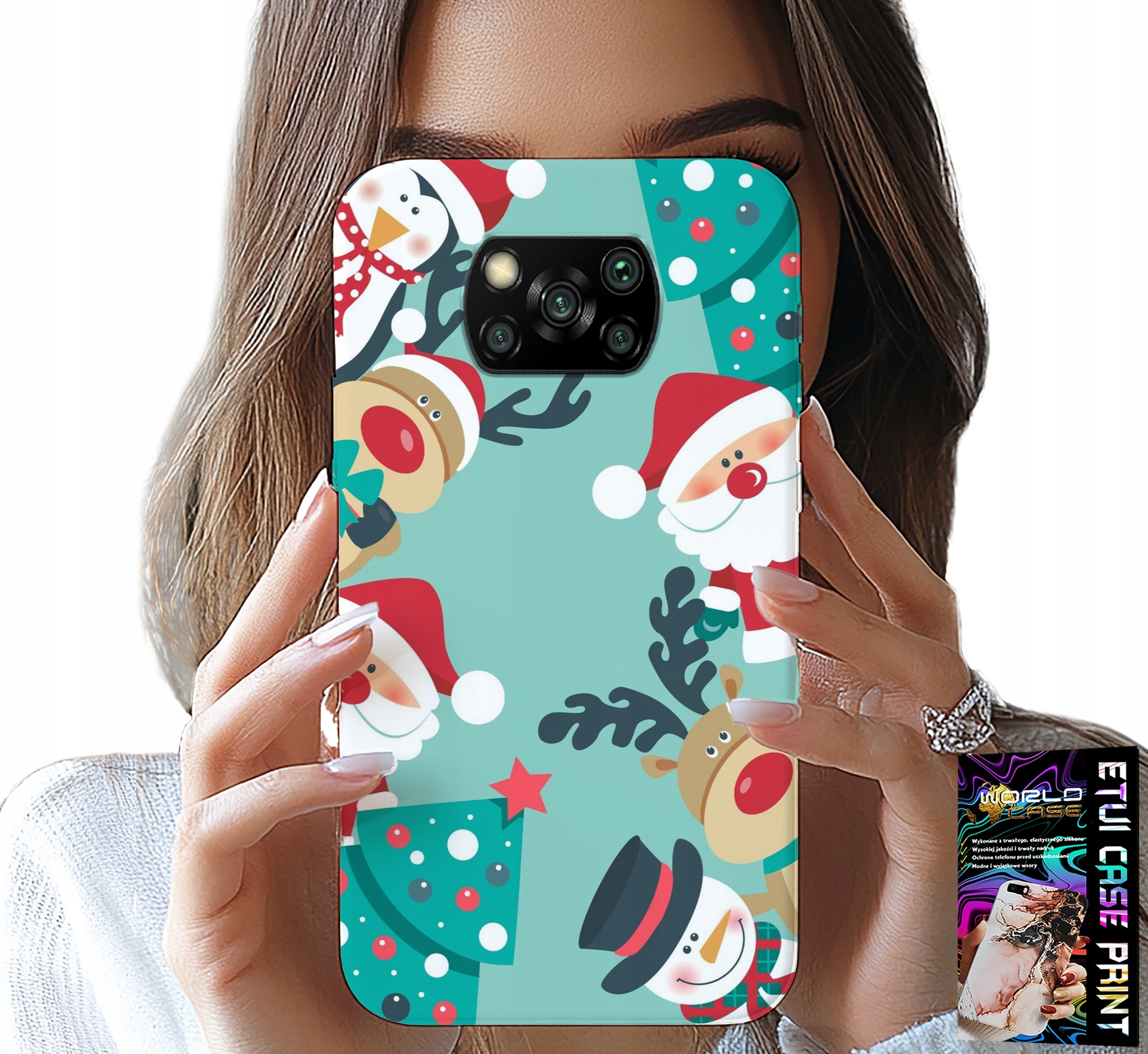 ETUI DO XIAOMI POCO X3 - MIKOŁAJ, RENIFER BAŁWAN ŚWIĄTECZNE WZORY