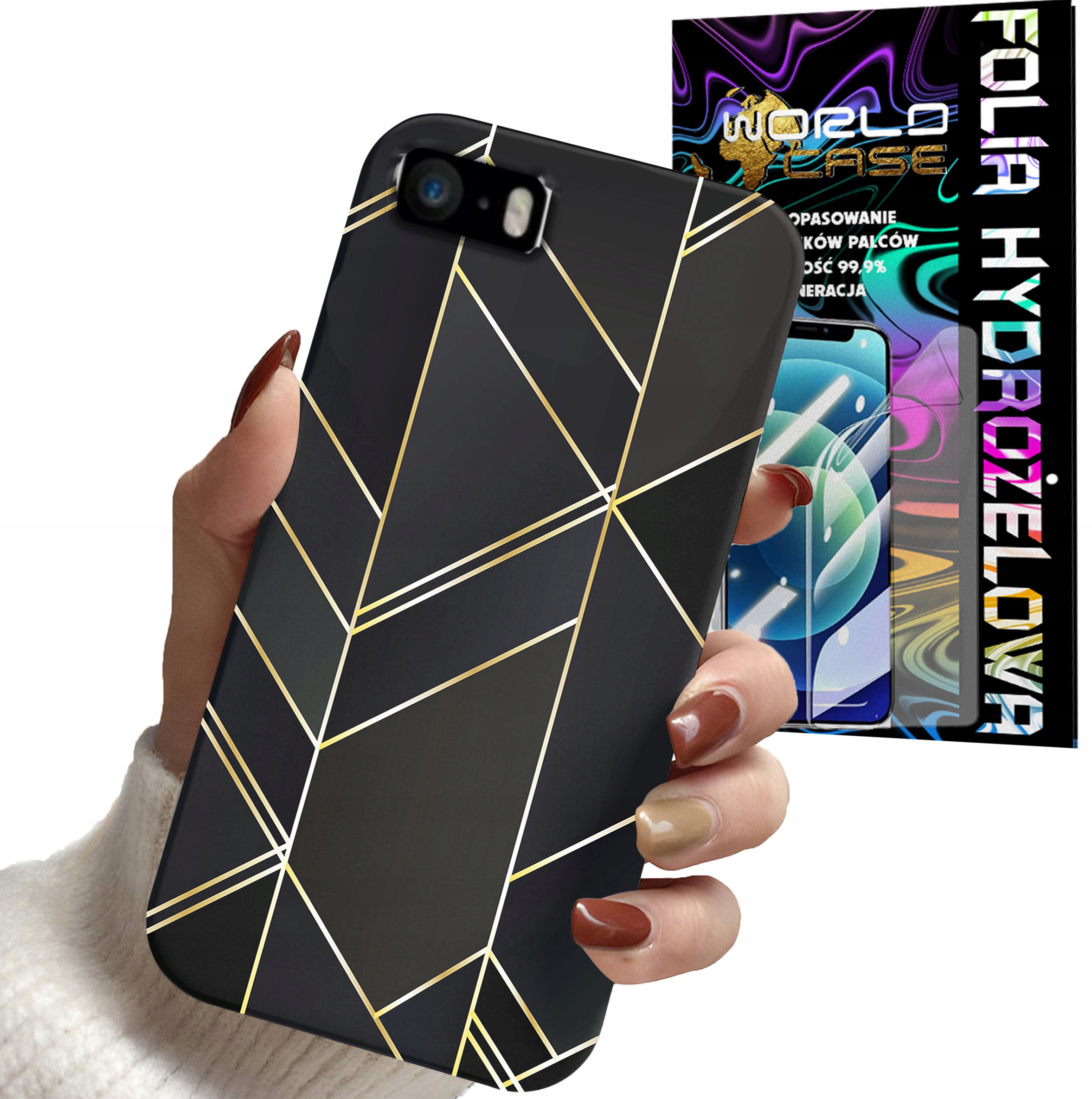 ETUI CASE DO IPHONE 5 5S 5C - MARMUREK GEOMETRYCZNE WZORY DLA KOBIE + FOLIA