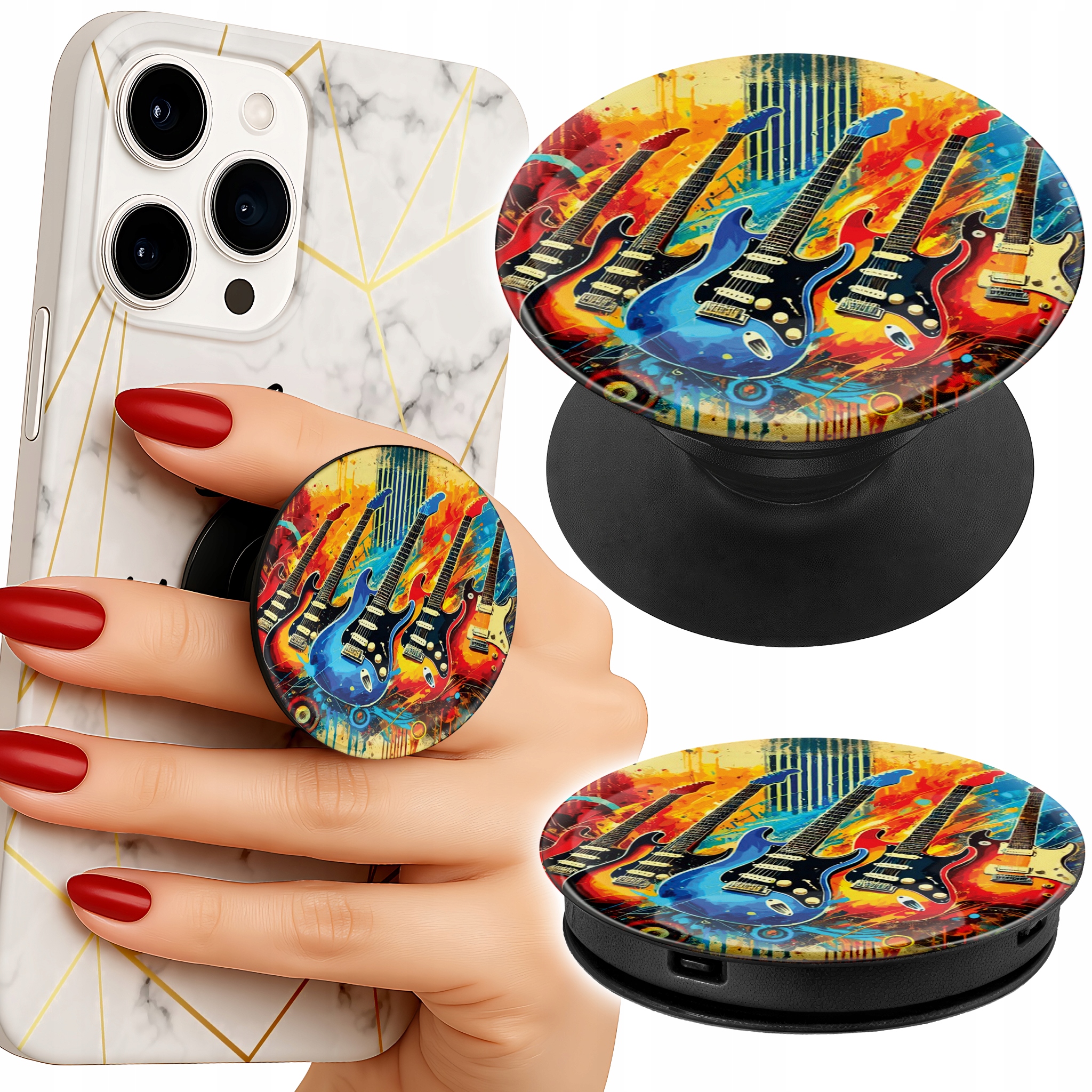 Uchwyt do telefonu Popsocket na palce/stojak GITARA ELEKTRYCZNA ROCK N ROLL