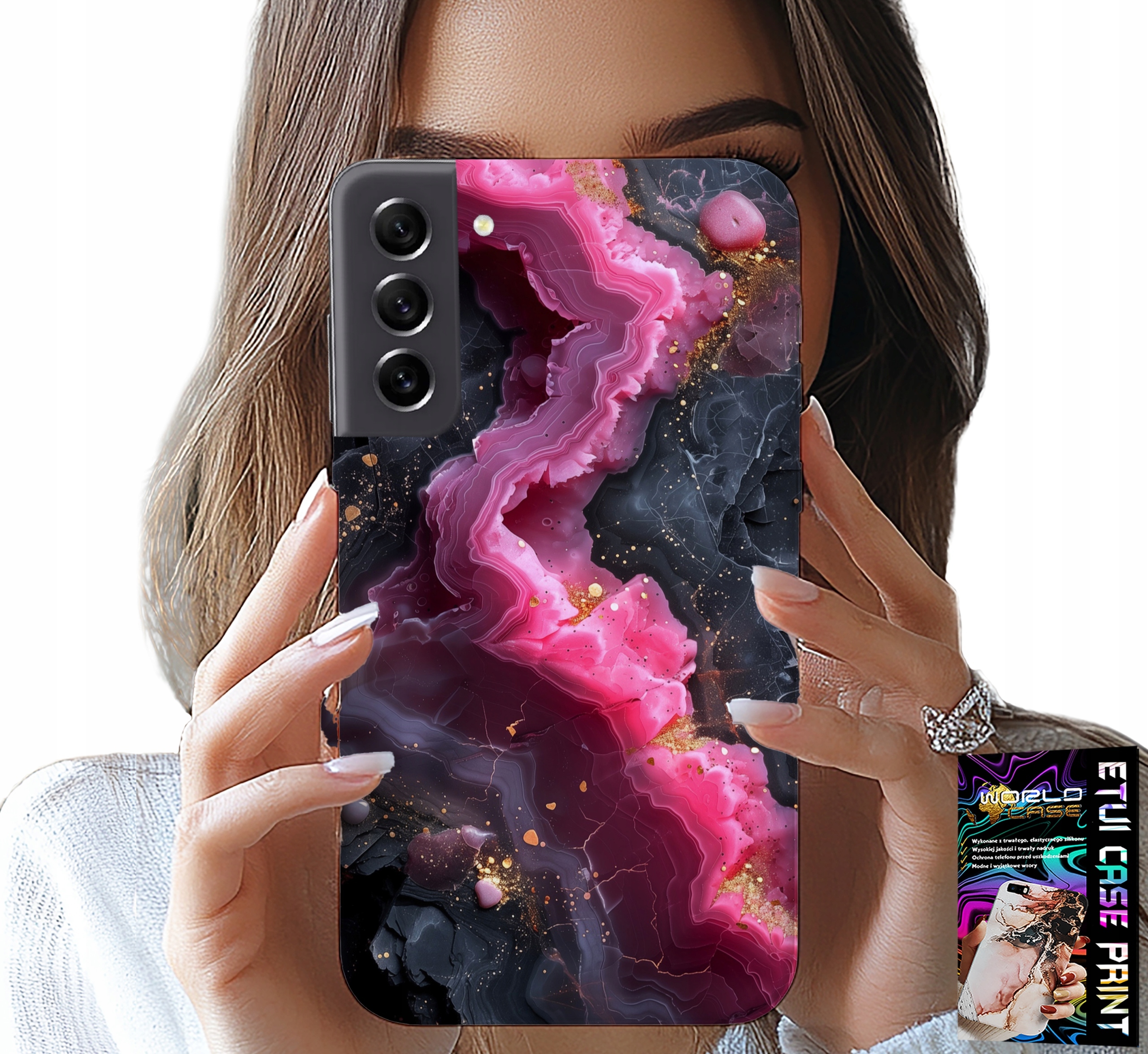 ETUI DO SAMSUNG GALAXY S21 - RÓŻOWY MARMUREK PLECKI, MODNE WZORY