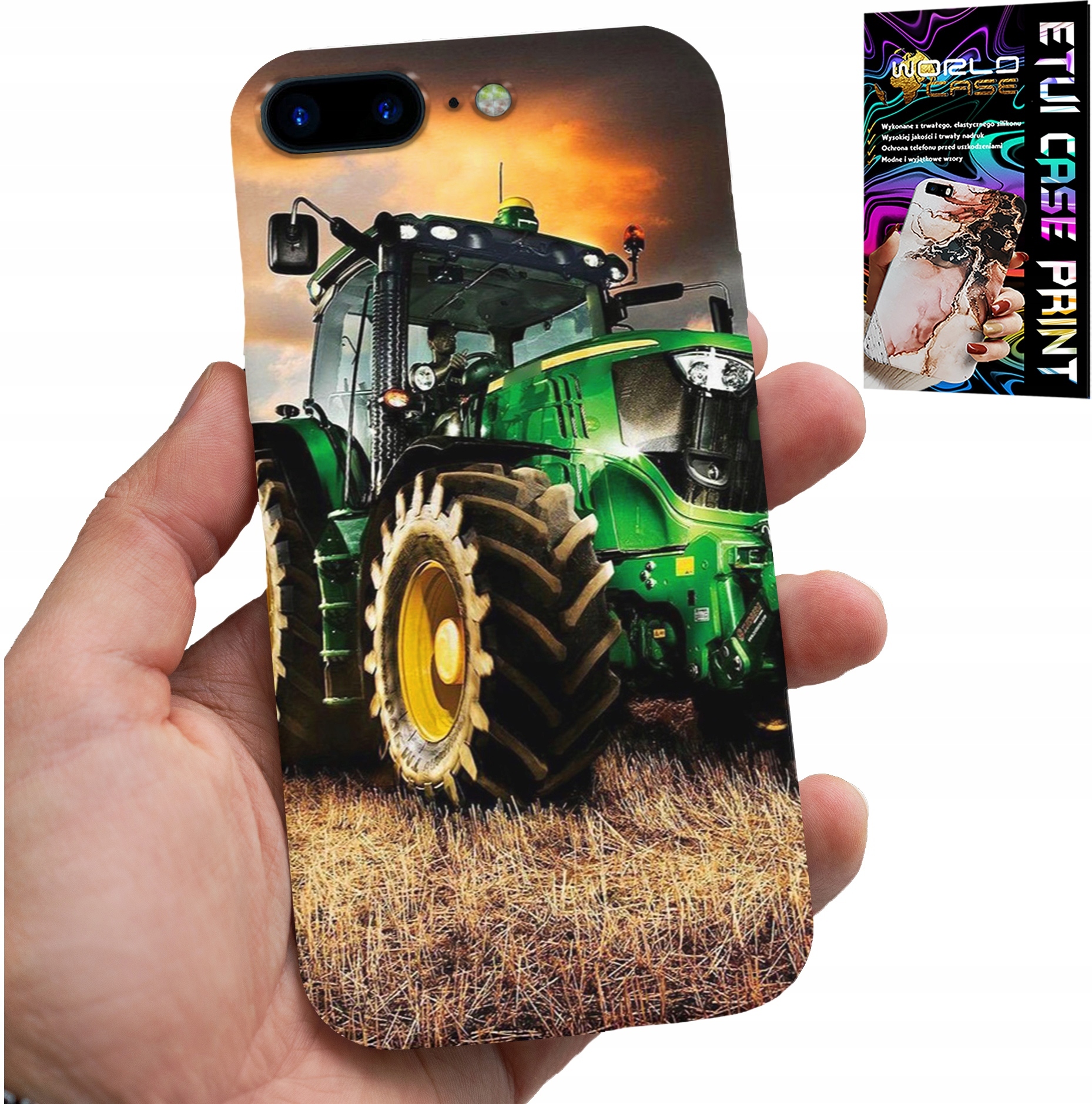 ETUI DO IPHONE ( 7 PLUS ) - TRAKTOR CIĄGNIK ROLNICZY FARMA + SZKŁO