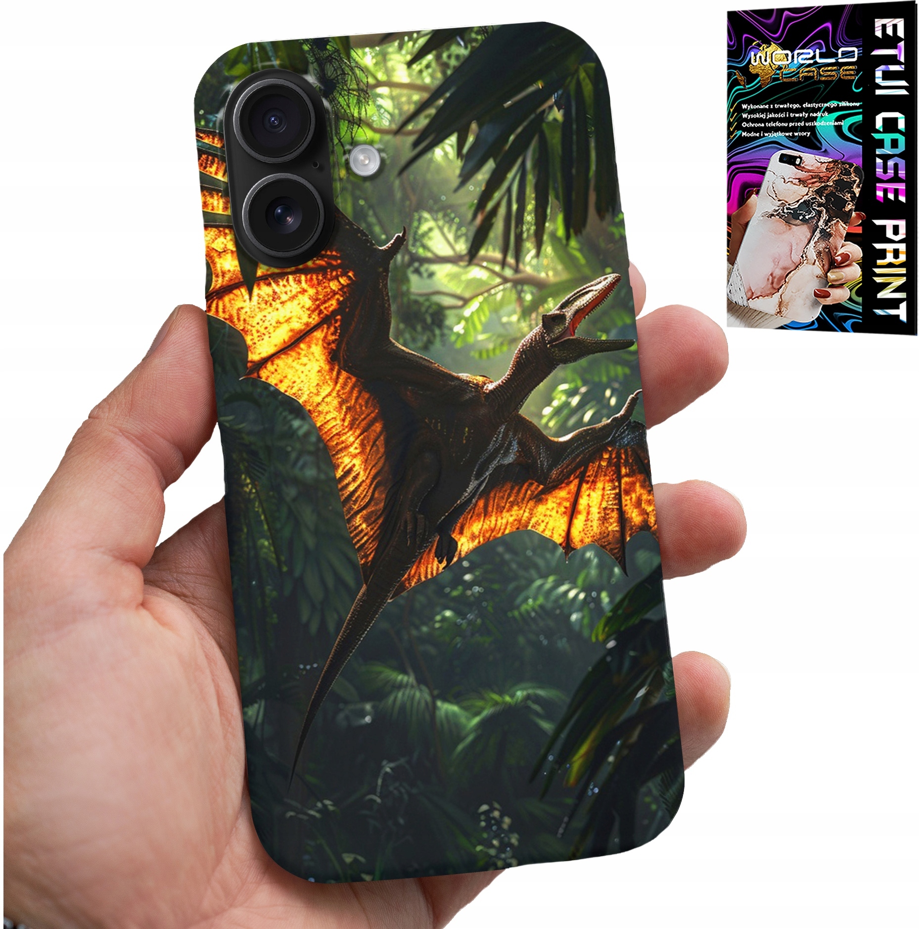 ETUI DO IPHONE 16 - DINO DINOZAUR PTERODAKTYL FUTERAŁ PLECKI