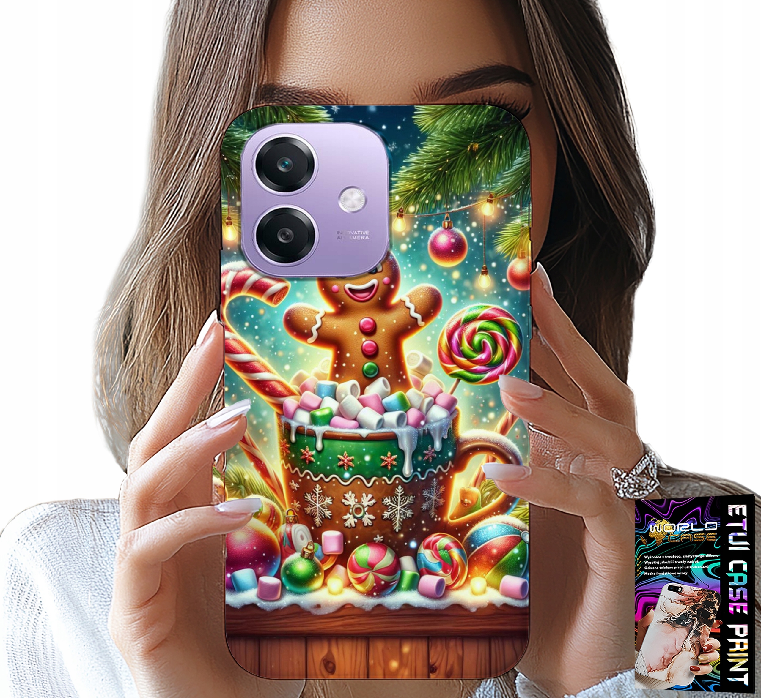 ETUI DO OPPO A40 / A40M - PIERNIK PIERNIKI ŚWIĄTECZNE WZORY +SZKŁO