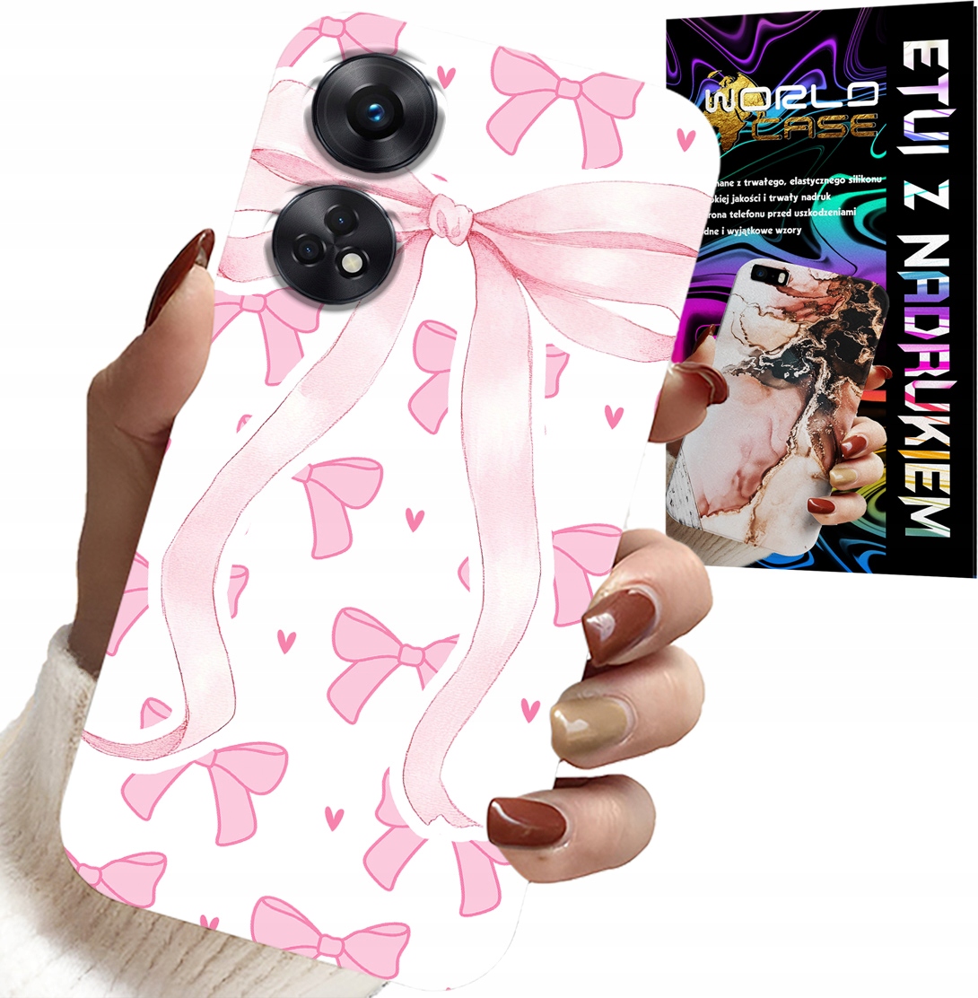 ETUI DO OPPO RENO8 T 4G - RÓŻOWE WSTAZKI WSTĄZKA MODNE WZORY CASE