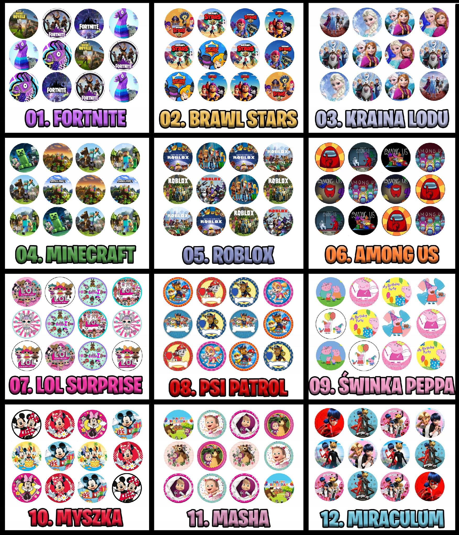 OPŁATEK na BABECZKI MUFFINKI zestaw na urodziny 12szt. - FORTNITE GRY