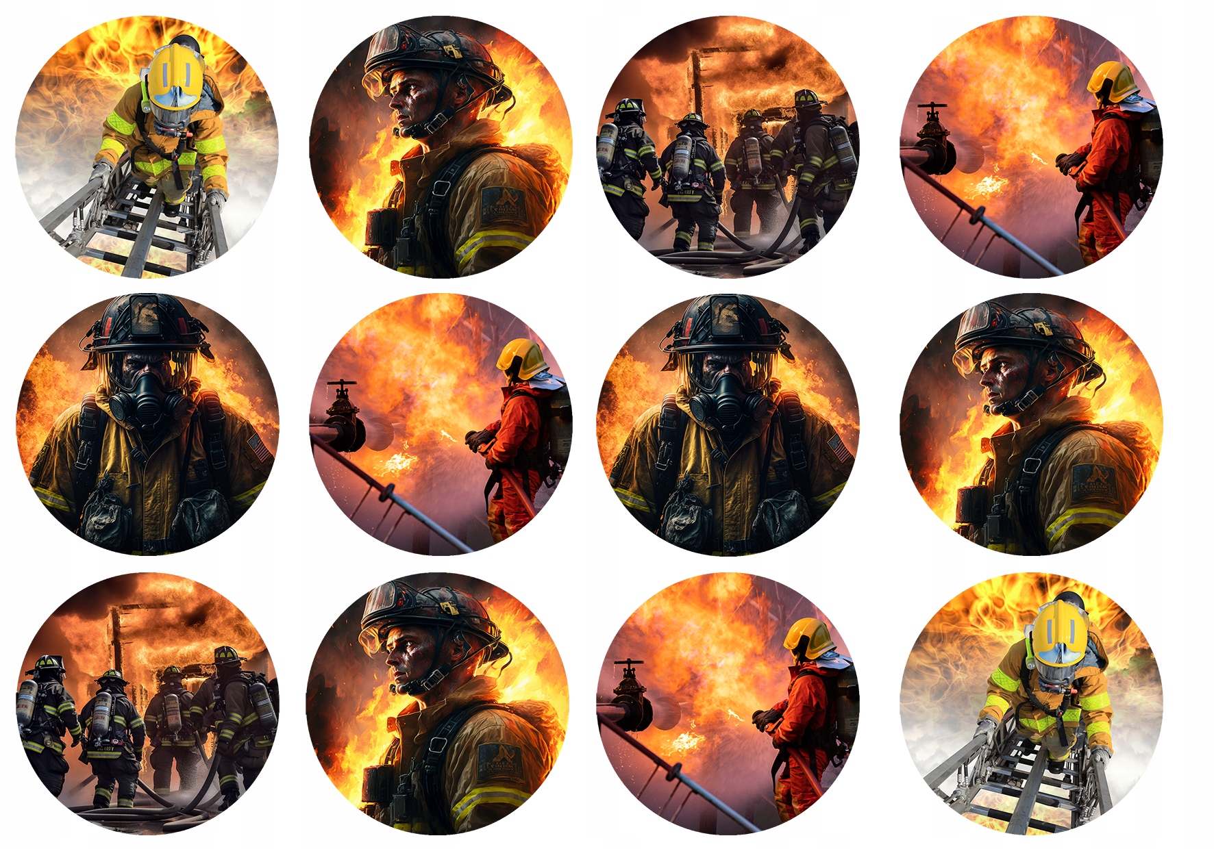 OPŁATEK na BABECZKI MUFFINKI zestaw na urodziny 12szt. - STRAŻ STRAŻAK