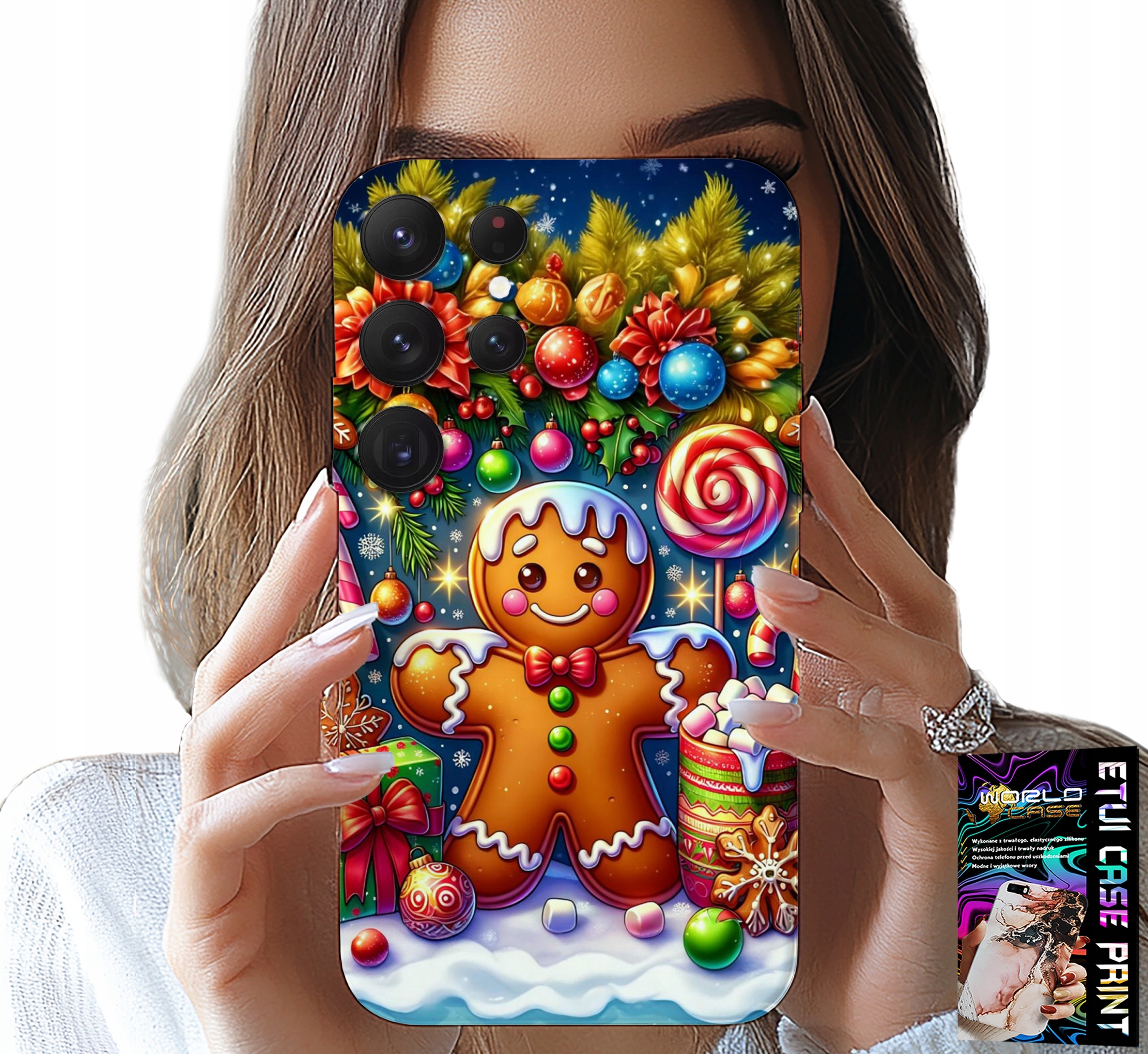 ETUI DO SAMSUNG GALAXY S23 Ultra - PIERNIK, CUKIERKOWE WZORY ŚWIĘTA + FOLIA