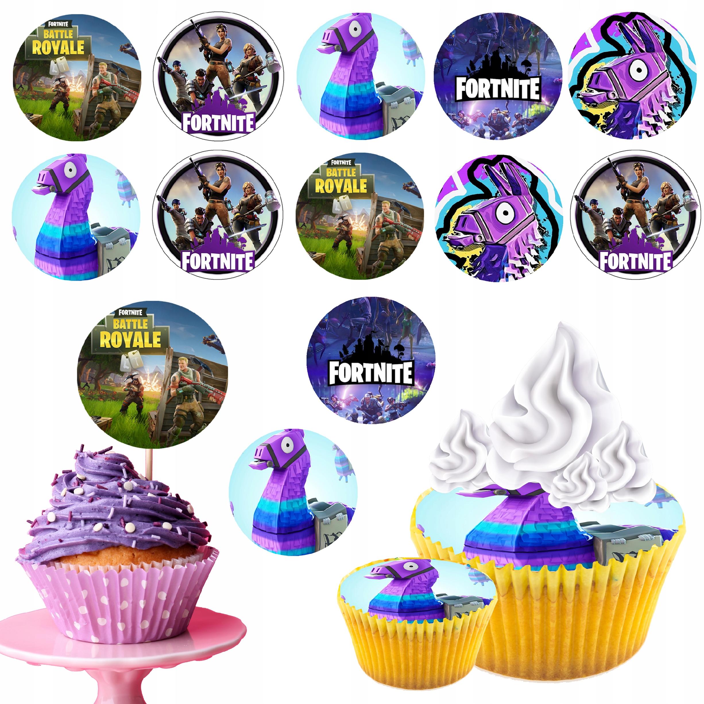 OPŁATEK na BABECZKI MUFFINKI zestaw na urodziny 12szt. - FORTNITE GRY