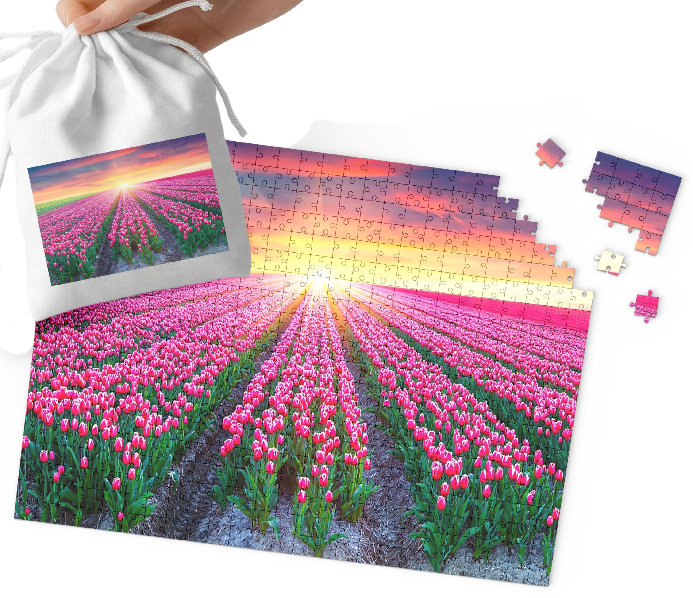 PUZZLE TRADYCYJNE - PIĘKNE WIDOKI KWIATY WZORY PREZENT 24el + WORECZEK