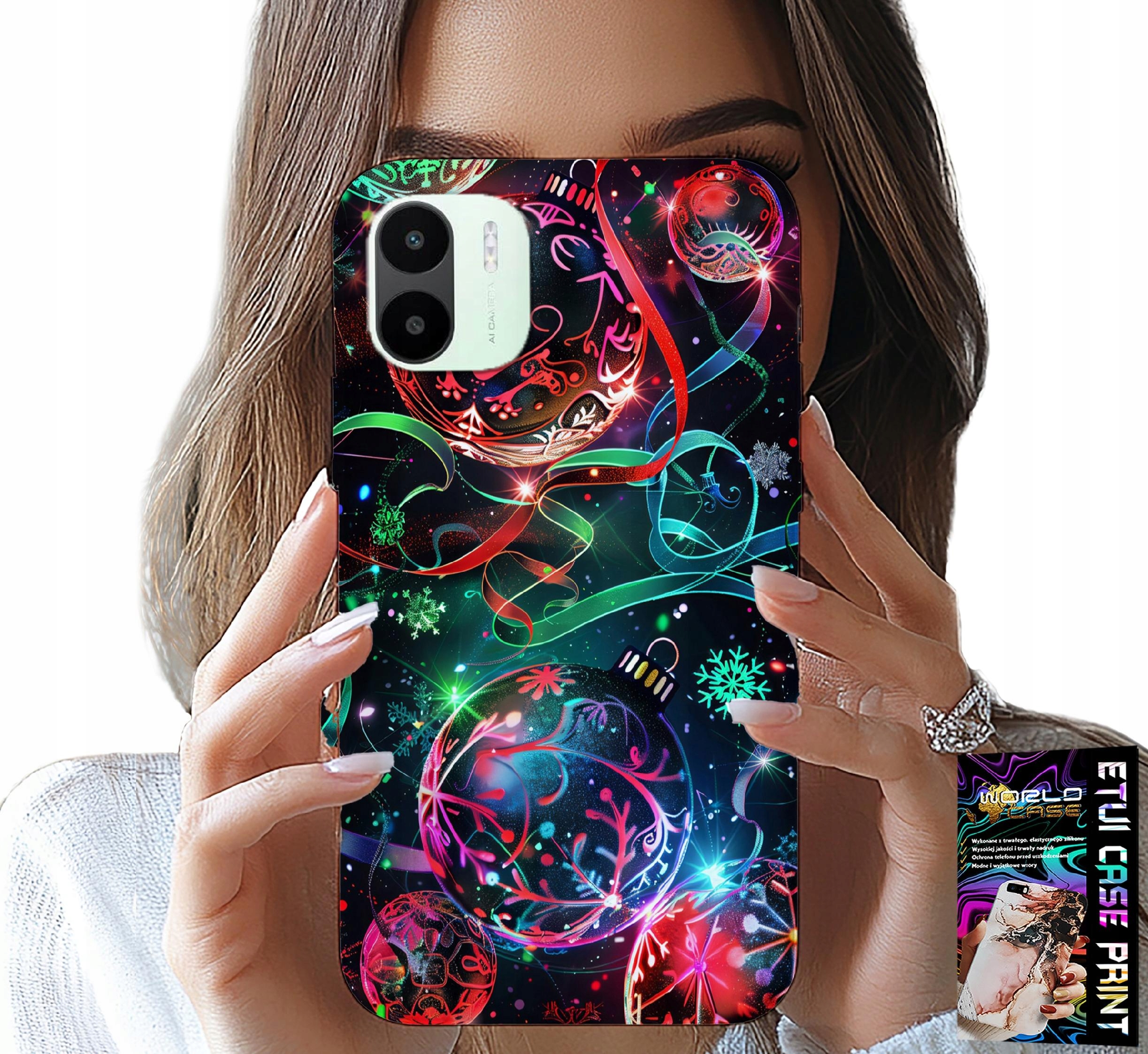 ETUI DO XIAOMI REDMI A1 - ŚWIĄTECZNE BOMBKI, CHOINKA, CASE + FOLIA