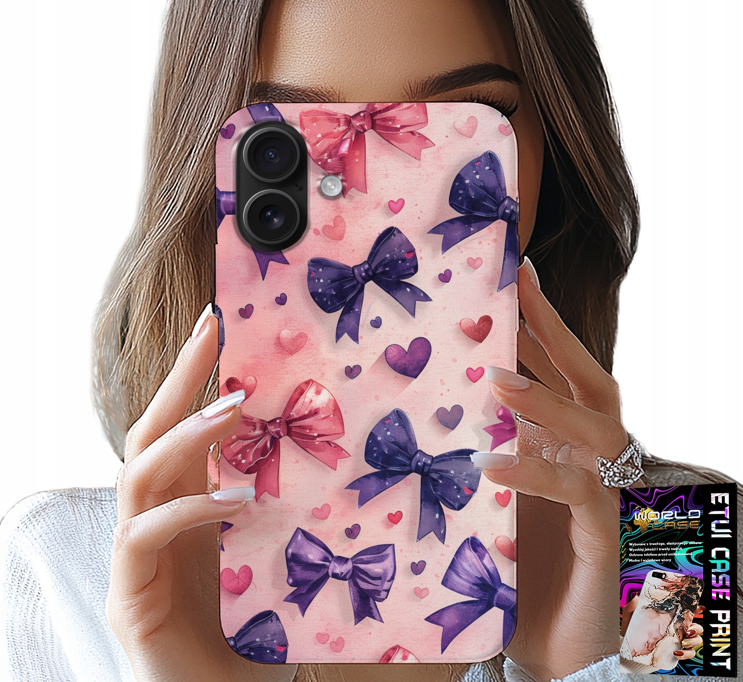 ETUI DO IPHONE 16 PLUS - KOLOROWE WSTĄŻKI WSTĄŻKA WZORY + SZKŁO