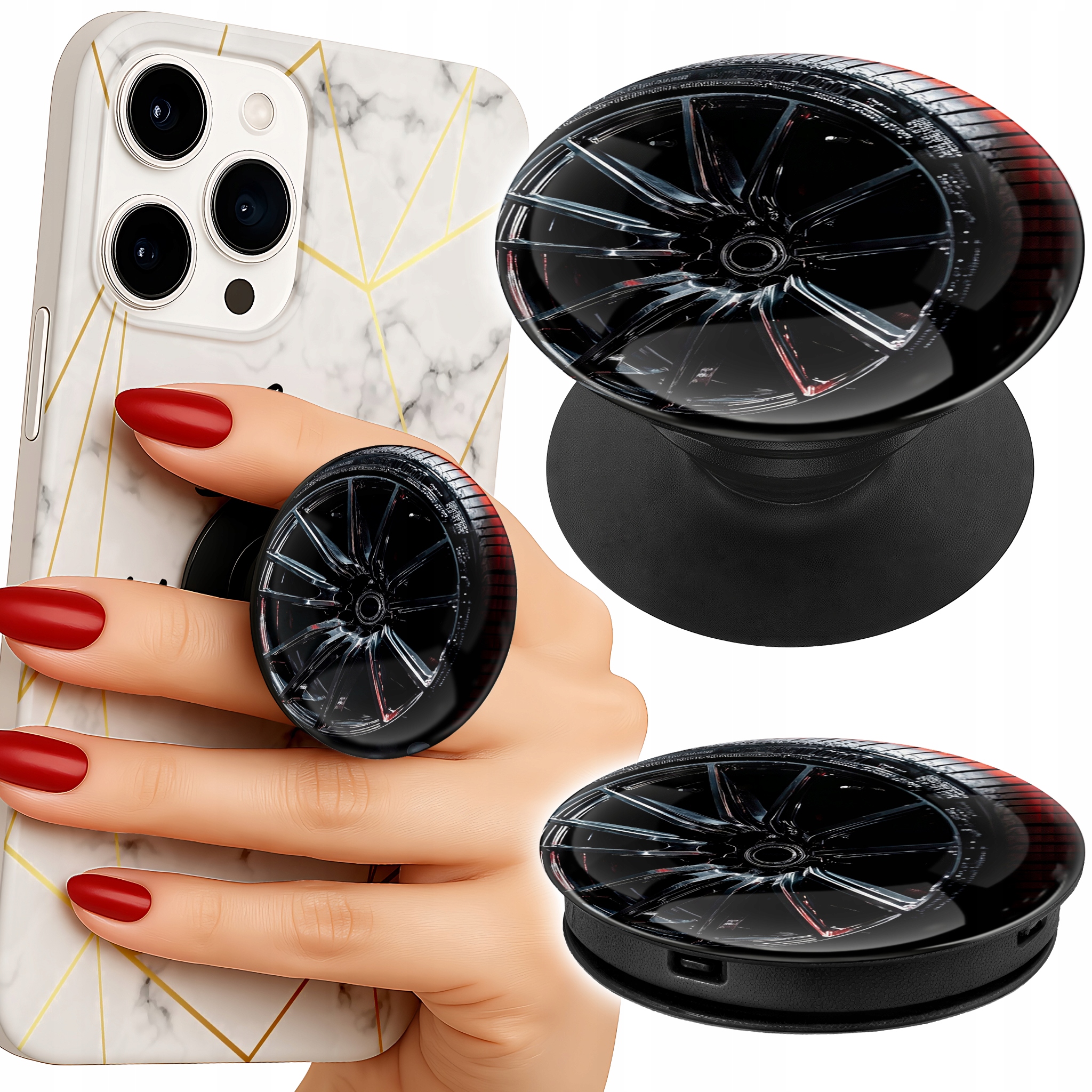 Uchwyt do telefonu Popsocket na palce/stojak FELGA MOTORYZACJA MOTO AUTO