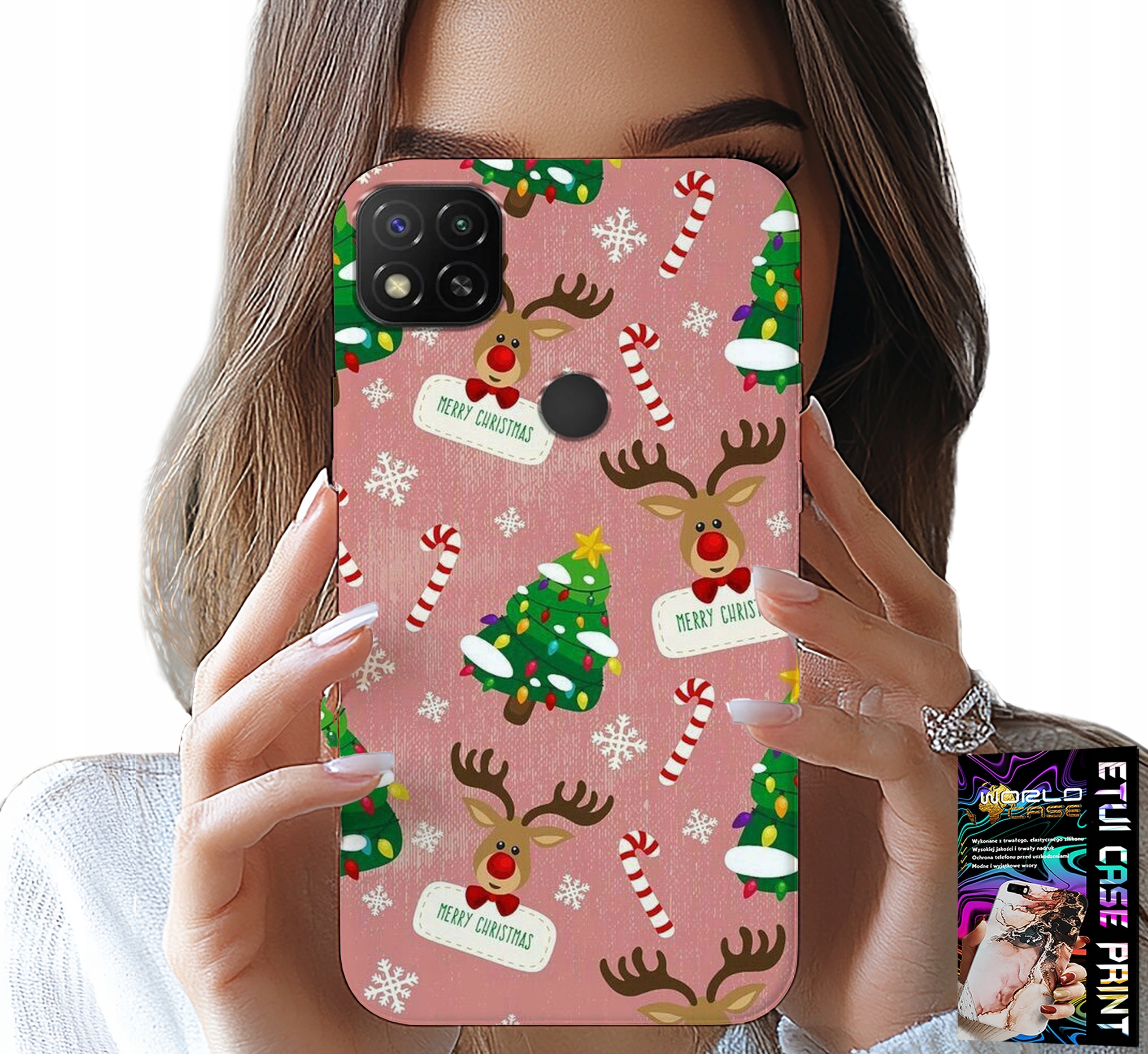 ETUI DO XIAOMI REDMI 9C - ŚWIĄTECZNE RENIFERY CHOINKI LASKA WZORY