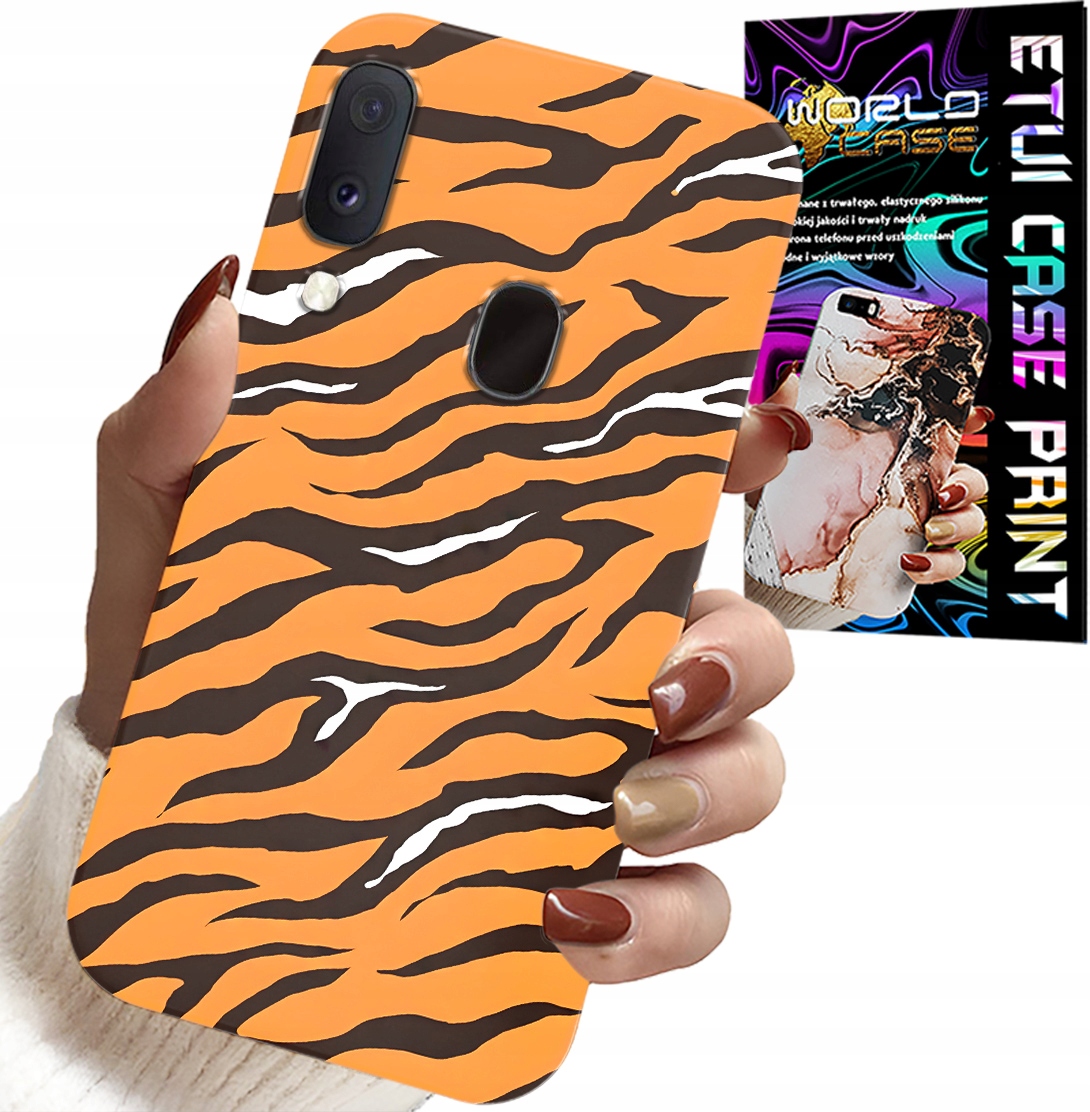 ETUI DO SAMSUNG GALAXY A40 - PLECKI W TYGRYSIE PASKI POKROWIEC +SZKŁO