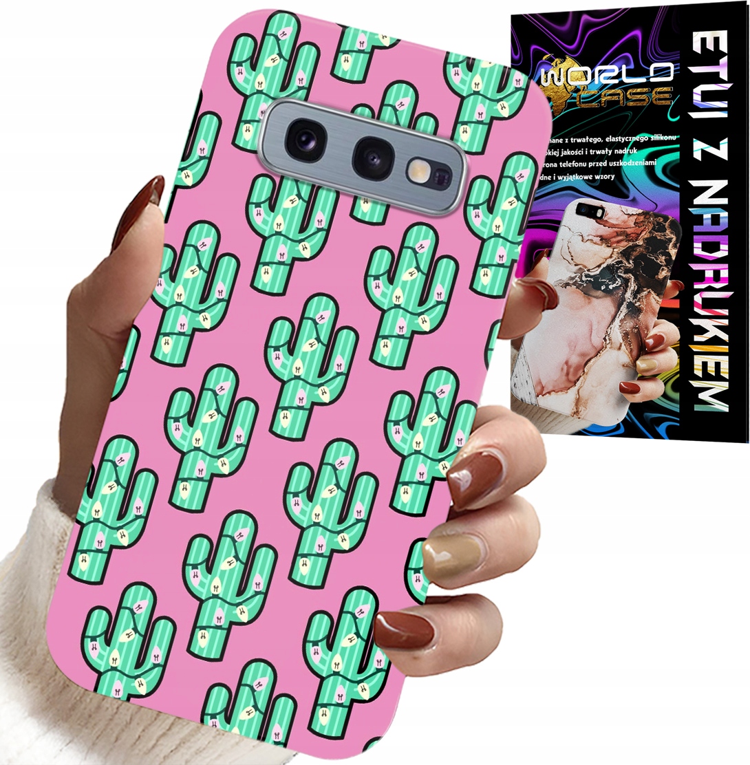 ETUI DO SAMSUNG GALAXY S10E - KAKTUSY, KAKTUS NA RÓŻOWYM TLE + FOLIA