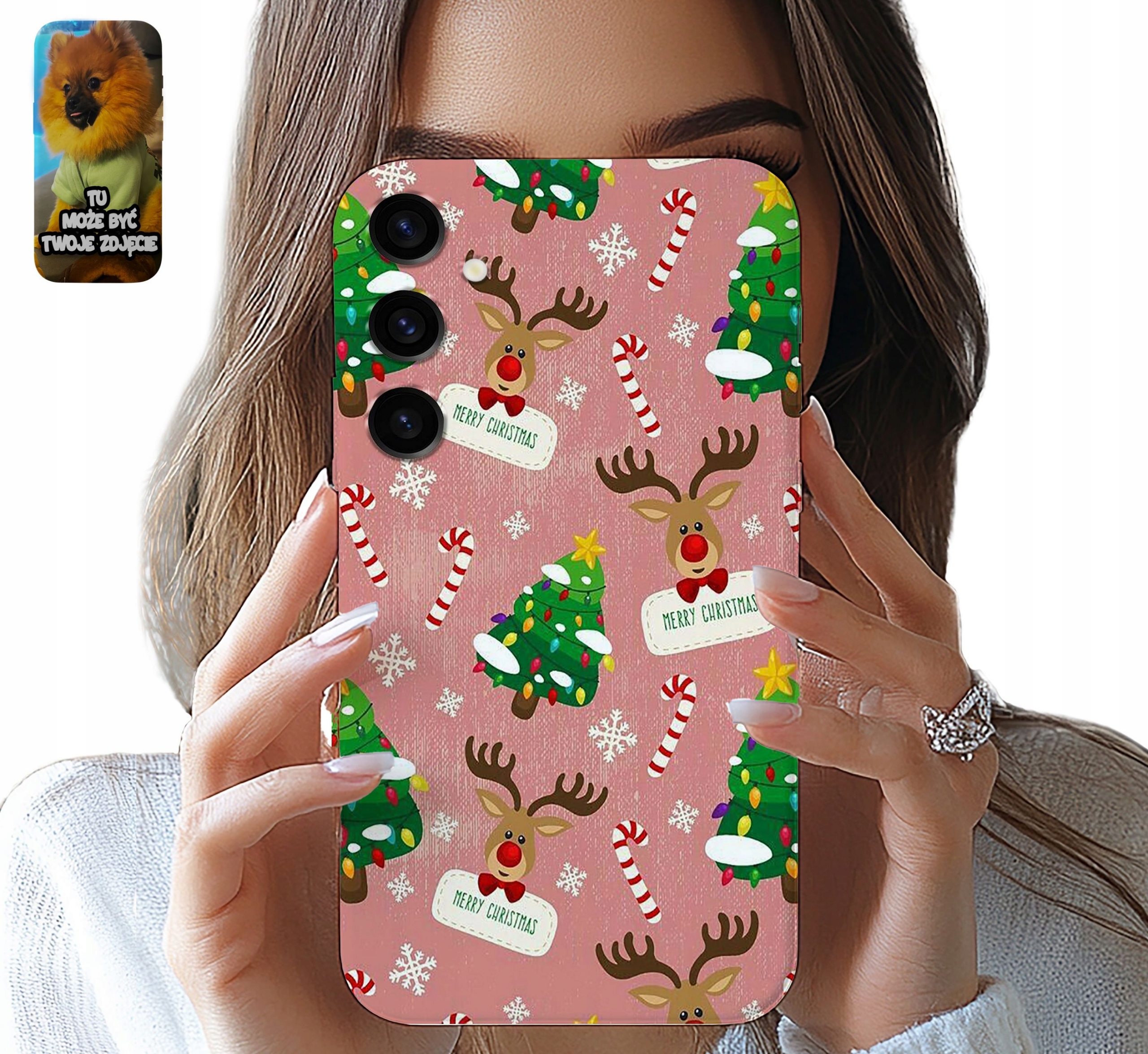 ETUI CASE SAMSUNG GALAXY S24 ŚWIĘTA RENIFER MIKOŁAJ ŚWIETECZNE + SZKŁO