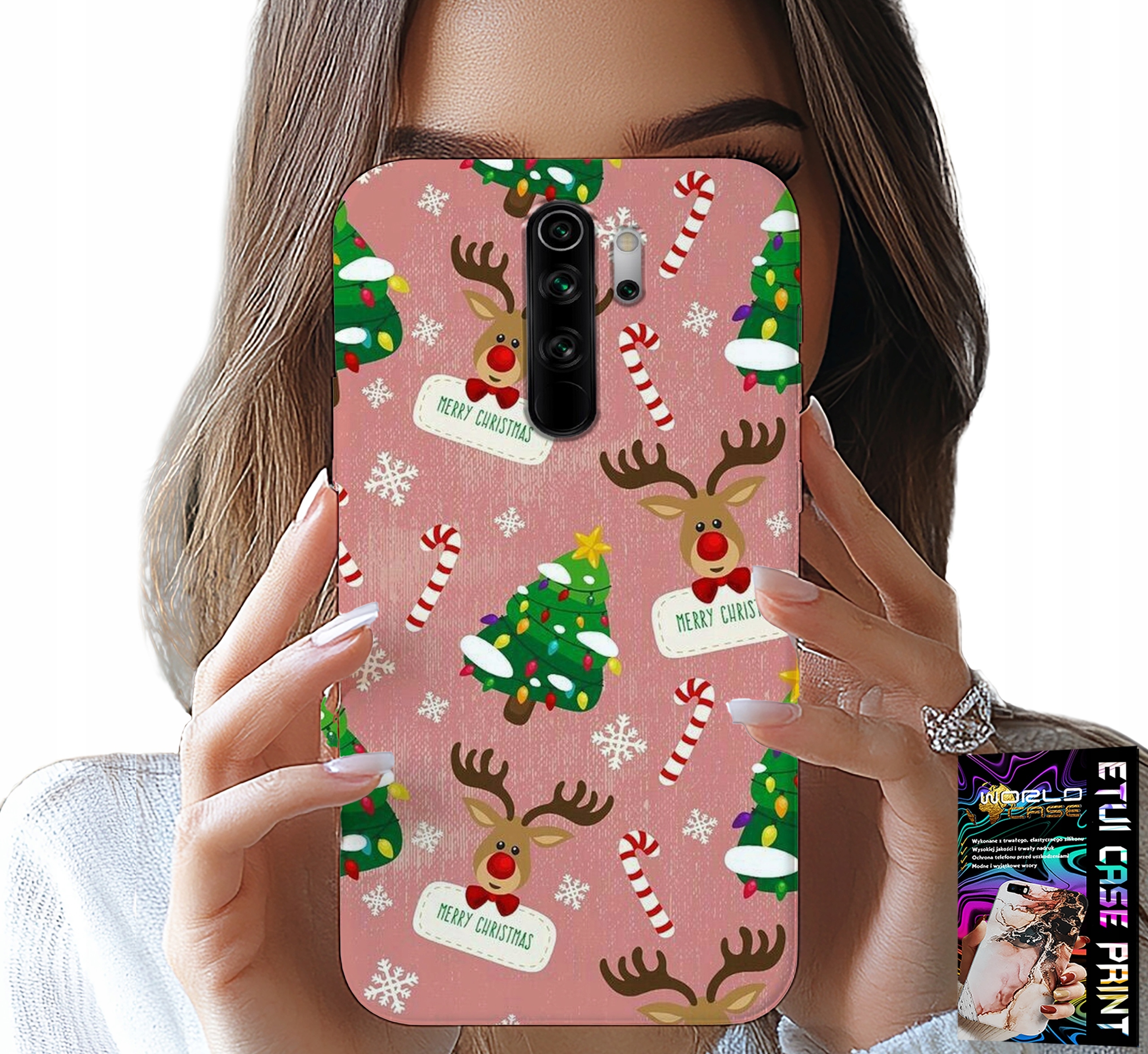 ETUI DO XIAOMI REDMI 9 - ŚWIĄTECZNE RENIFERY CHOINKI LASKA WZORY