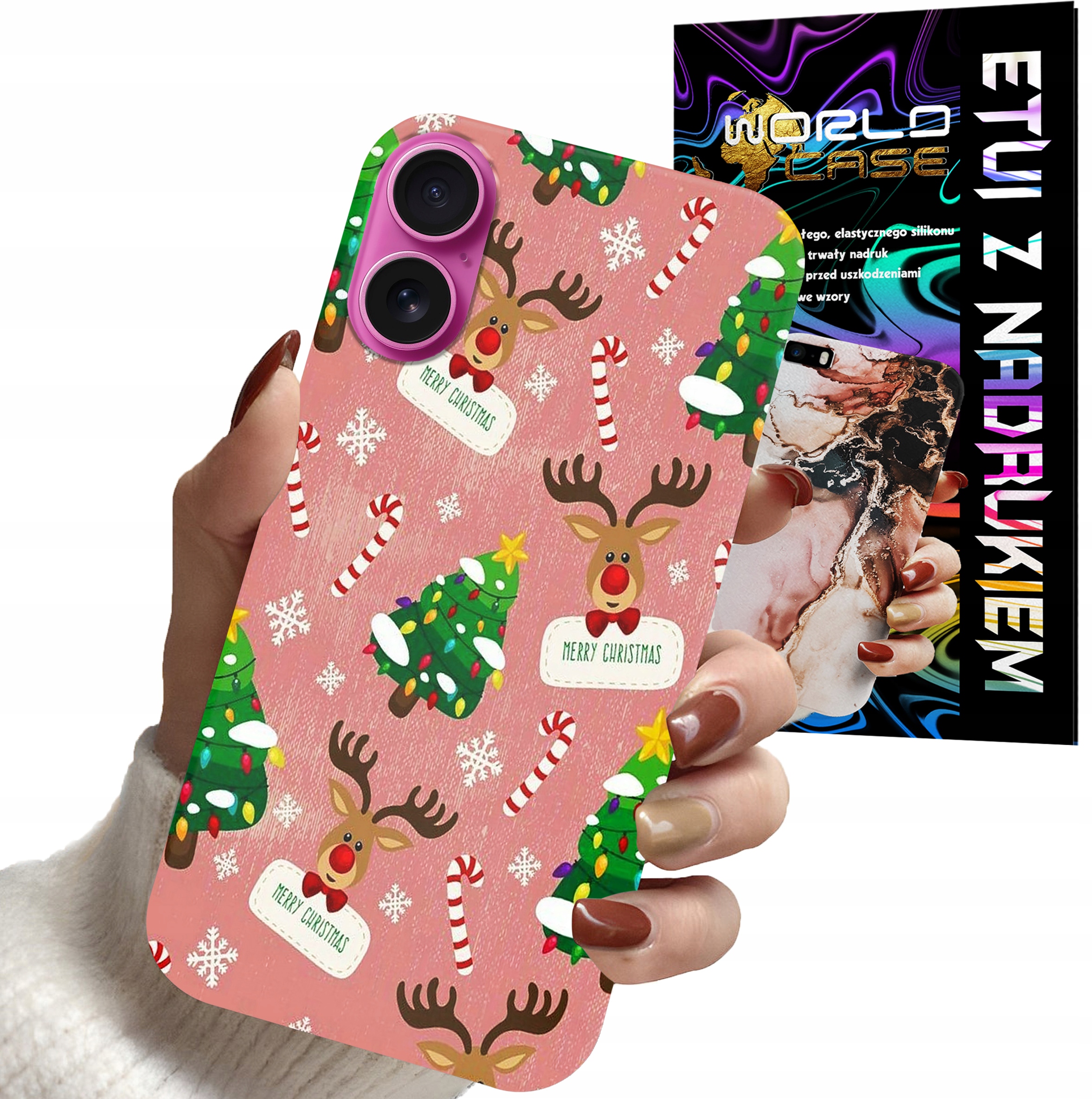 ETUI CASE DO IPHONE 16 - ŚWIĄTECZNE WZORY NA ŚWIĘTA RENIFER CHOINKA