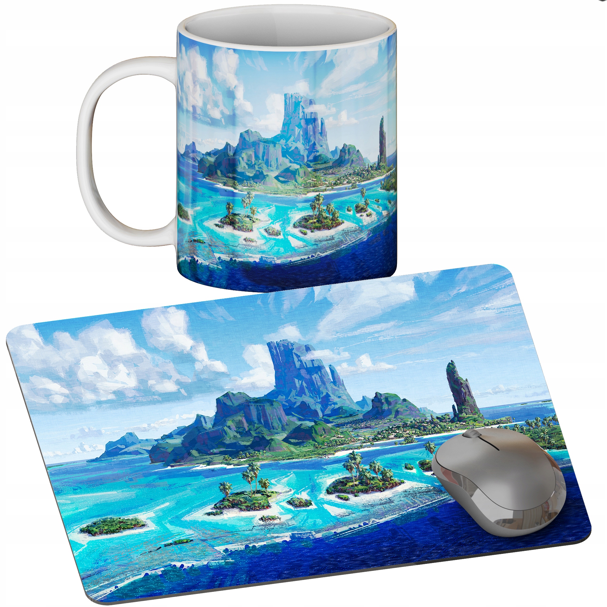 ZESTAW KUBEK + PODKŁADKA - VAIANA - PREZENT WIELE WZORÓW + IMIĘ