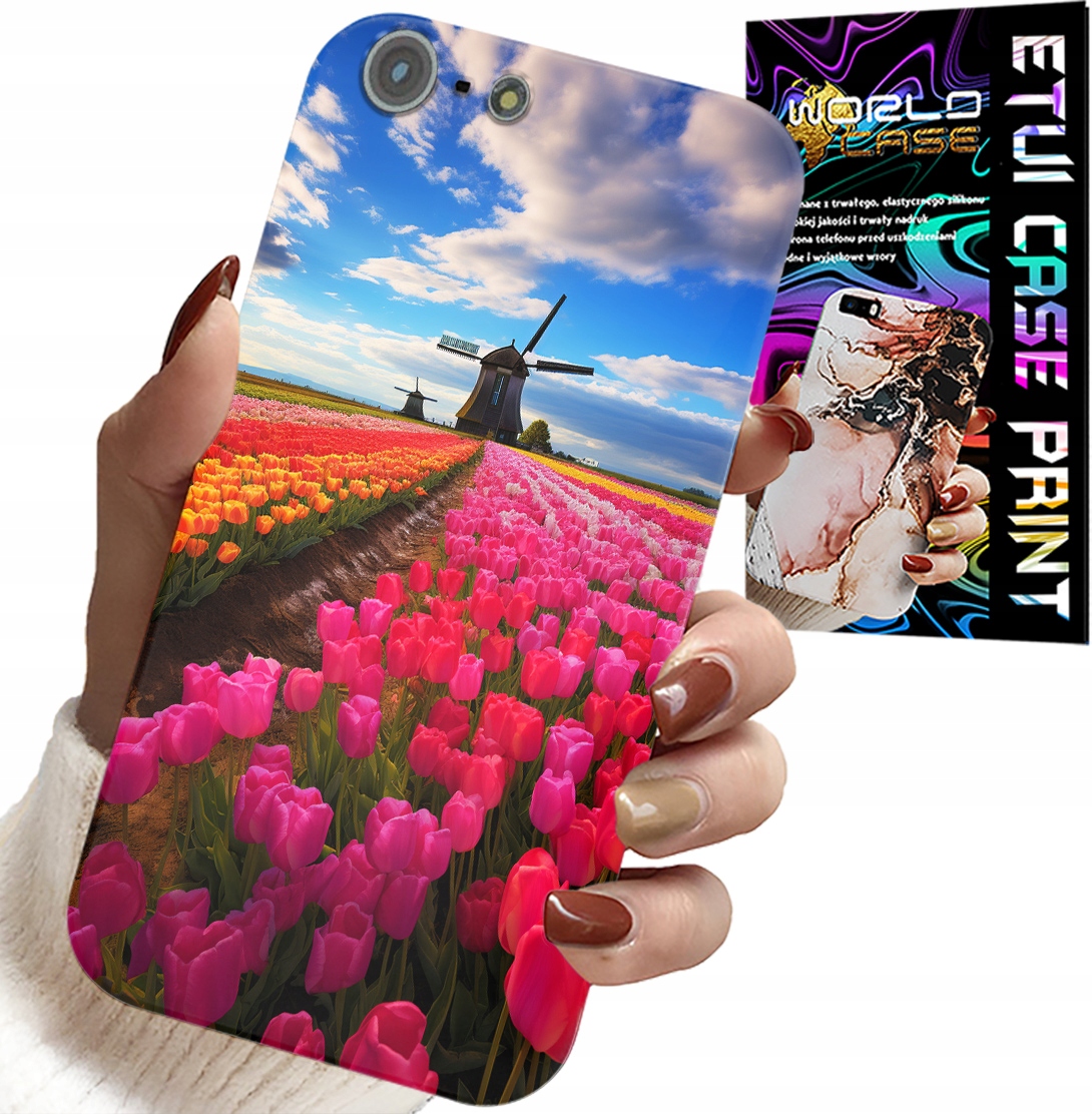 ETUI DO IPHONE 5 / 5S / 5C - POLE KOLOROWYCH TULIPANÓW, TULIPAN, CASE
