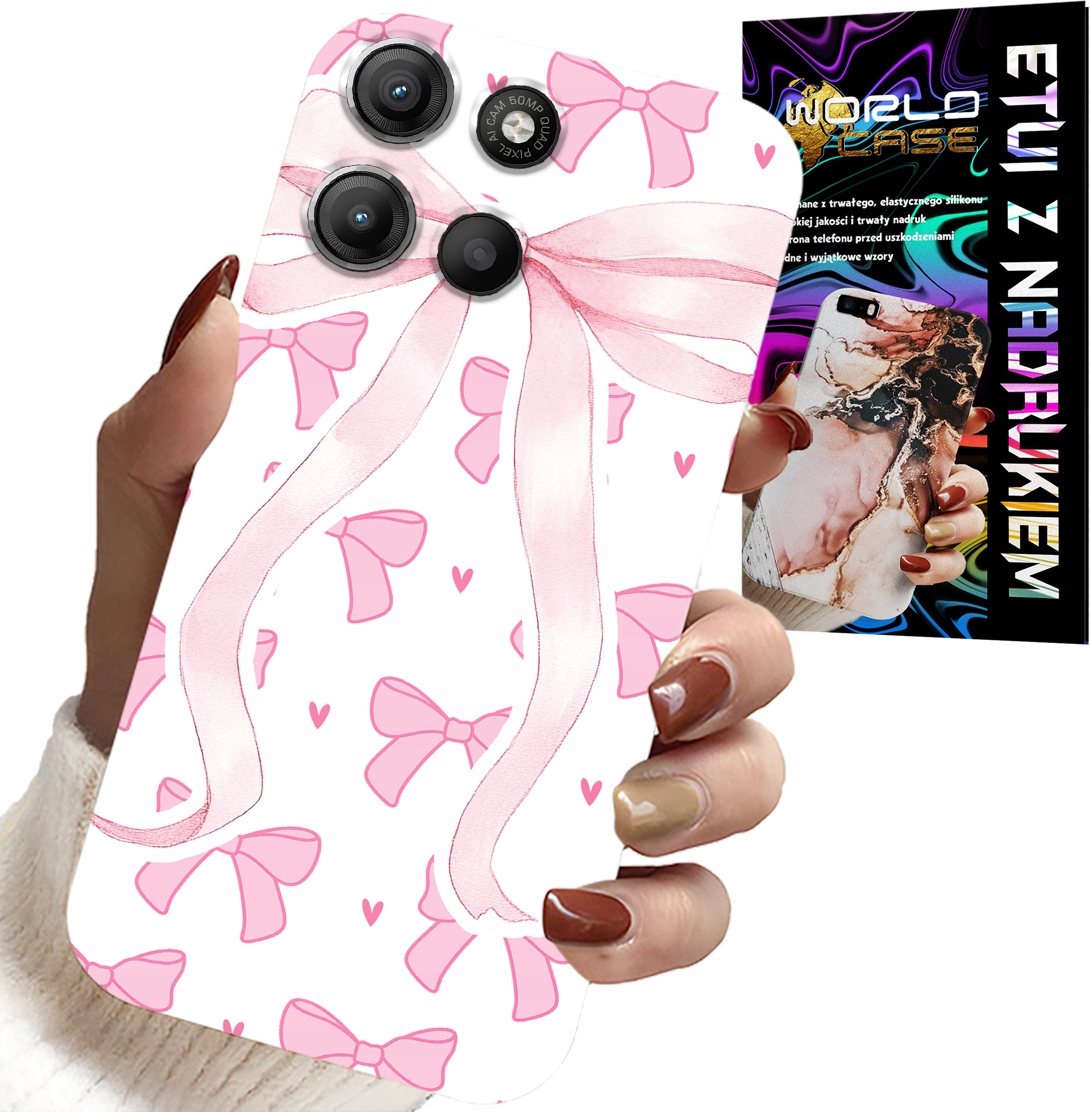 ETUI DO MOTOROLA EDGE 60 5G - RÓŻOWE WSTAZKI WSTĄZKA MODNE WZORY CASE