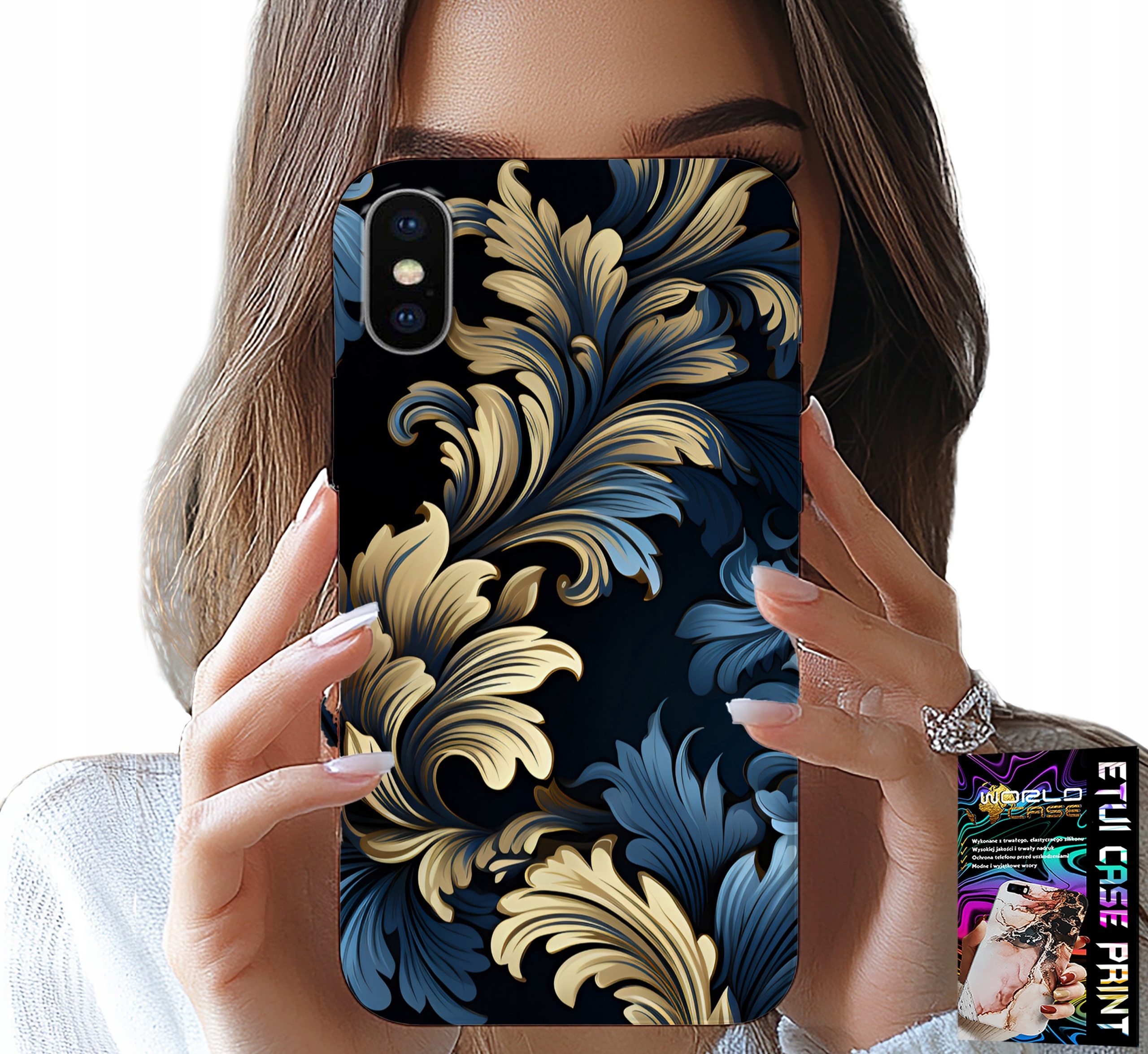 ETUI DO IPHONE X / XS - ELEGANCKIE ZŁOTE MODNE WZORY FUTERAŁ