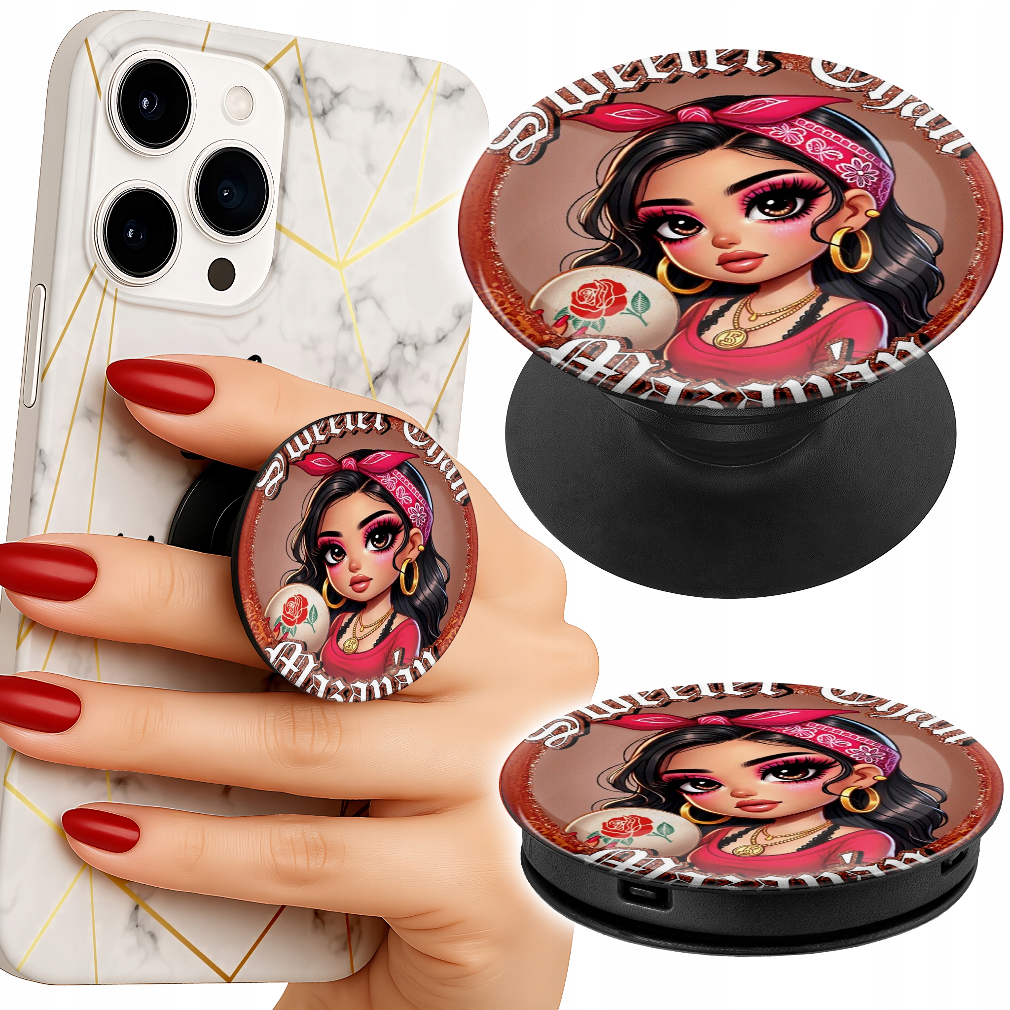 Uchwyt do telefonu Popsocket na palce/stojak MODNE LALKA WZORY