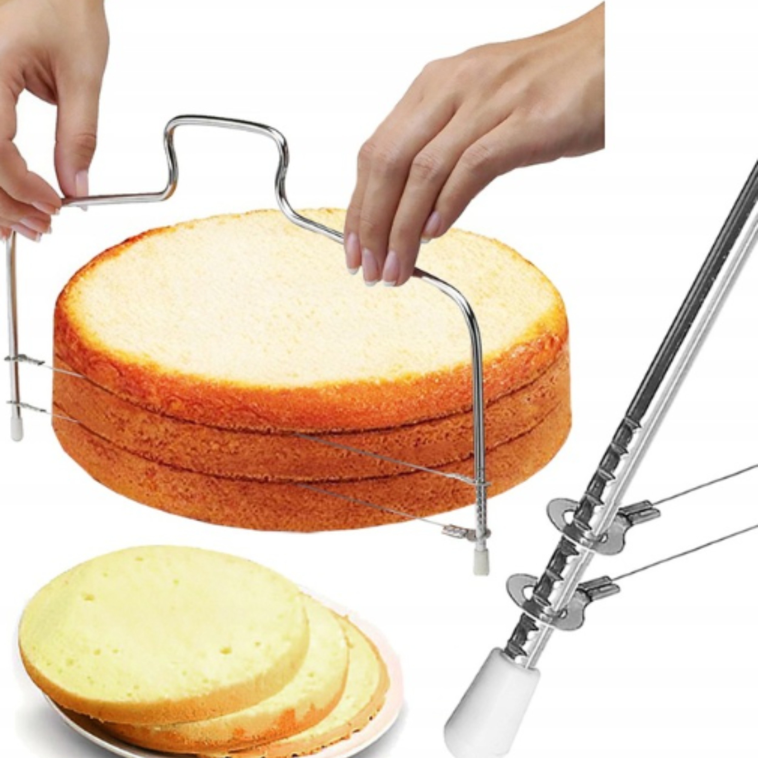 NÓŻ STRUNOWY do Cięcia Krojenia Biszkoptu Ciasta Tortu 33cm 2 Struny tort