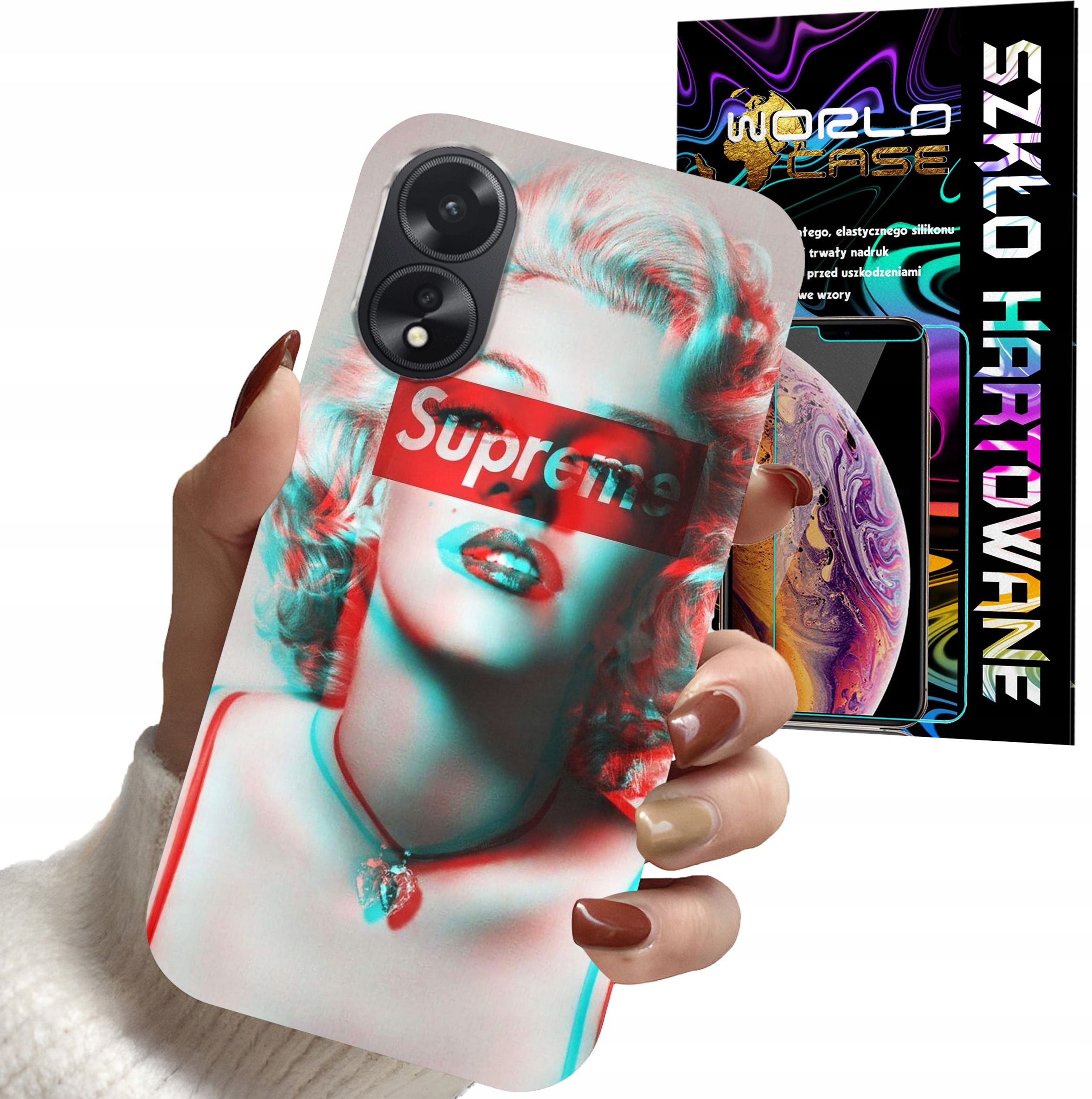 ETUI DO OPPO A78 5G / A58 5G - Monroe MODNE KOBIECE WZORY + SZKŁO