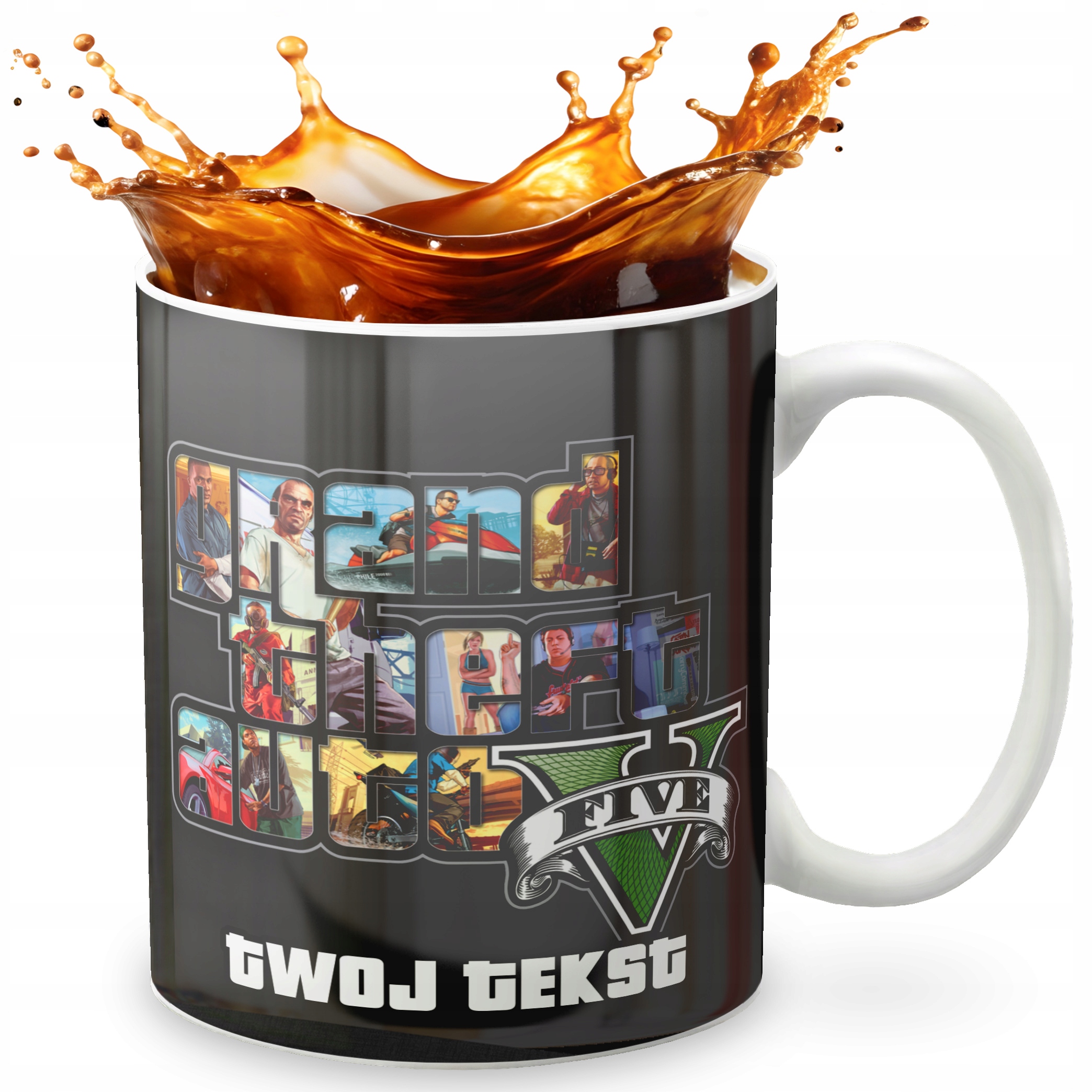 KUBEK 330ml GRAFIKA PREZENT ŚWIĘTA WZÓR - GRA GRAND THEFT + IMIĘ
