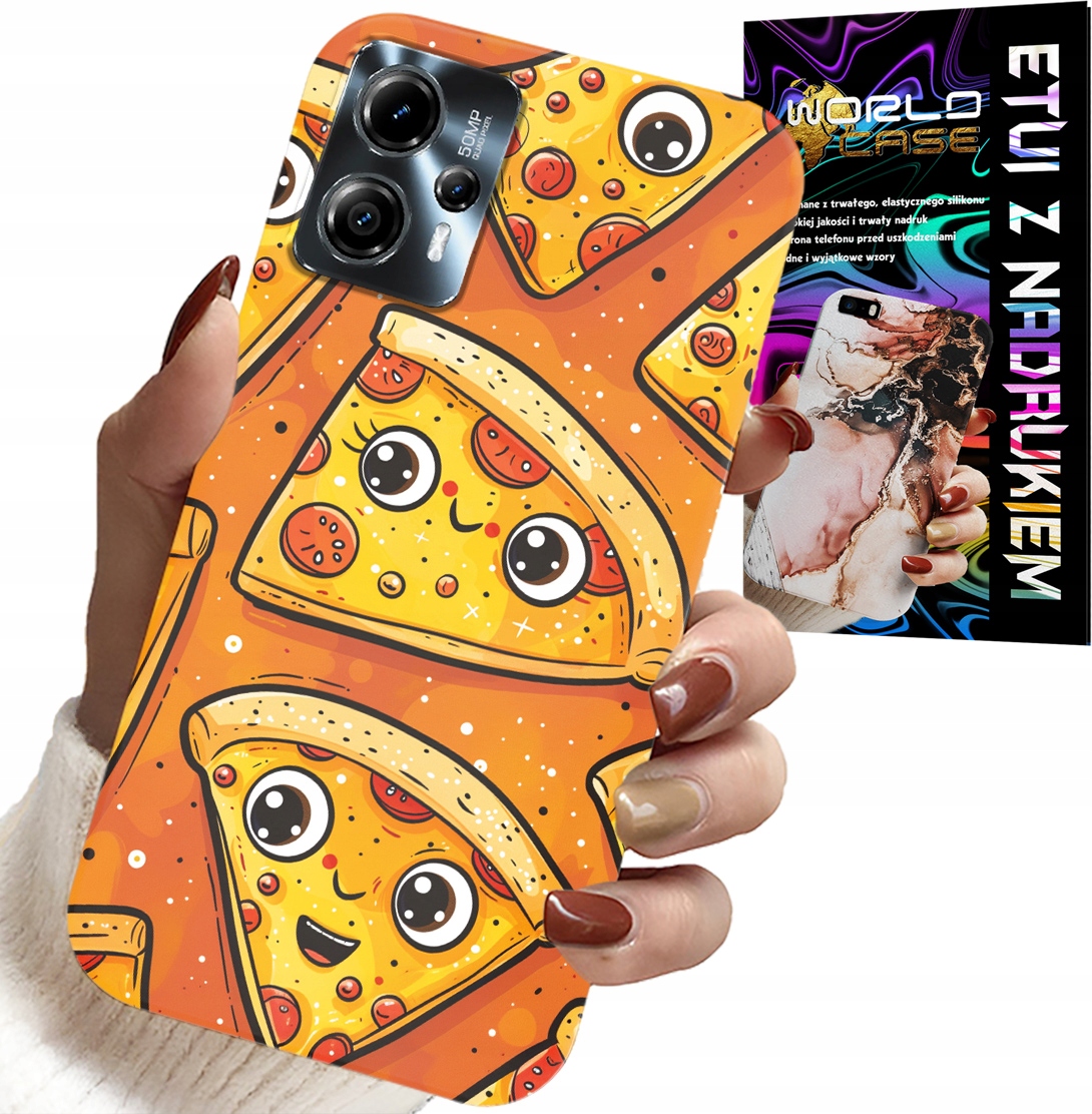 ETUI DO MOTOROLA G13 / G23 - SŁODKIE UŚMIECHNIĘTE PIZZE CASE + FOLIA