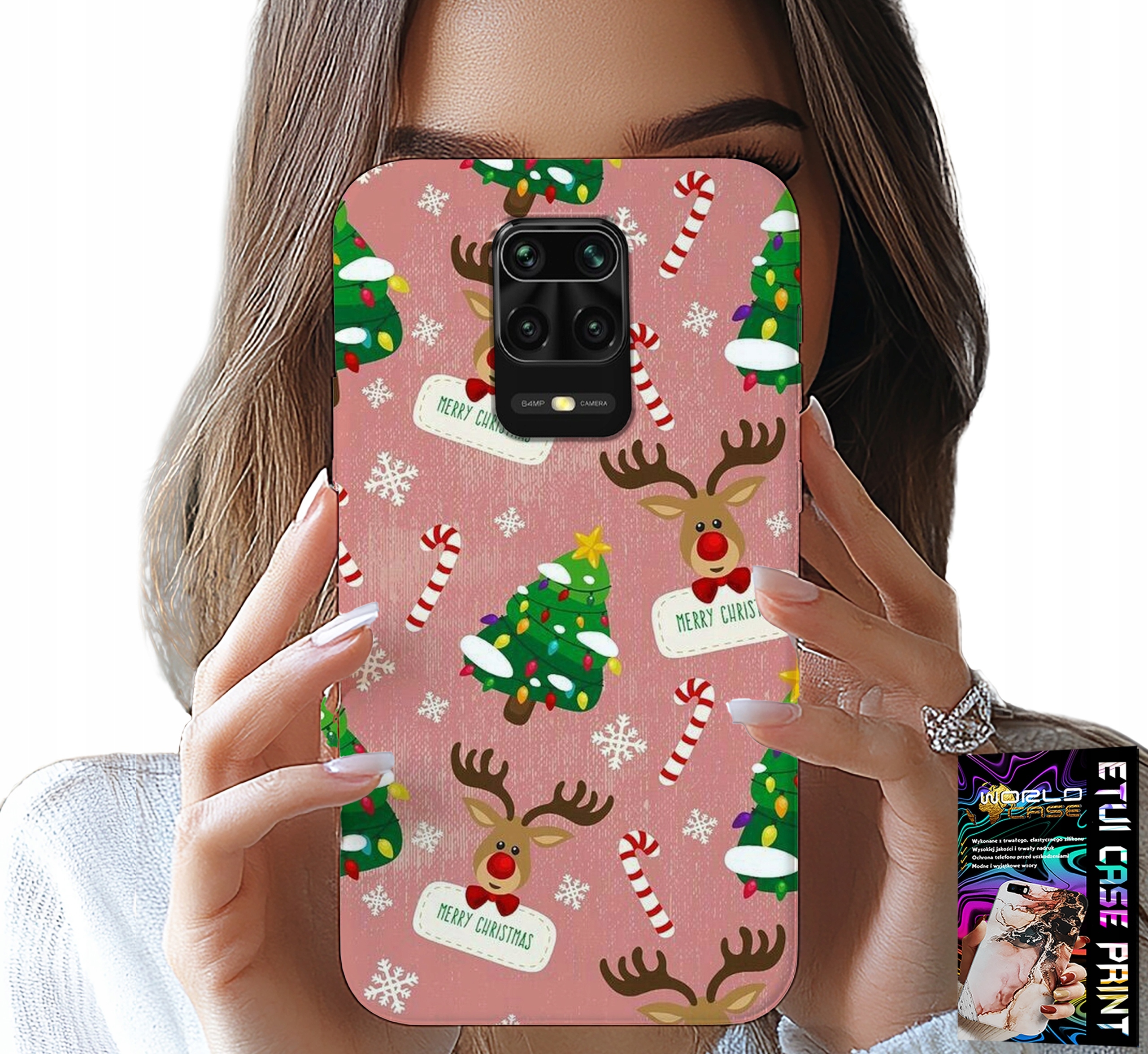 ETUI DO XIAOMI NOTE 9 PRO / 9S - ŚWIĄTECZNE RENIFERY CHOINKI LASKA WZORY