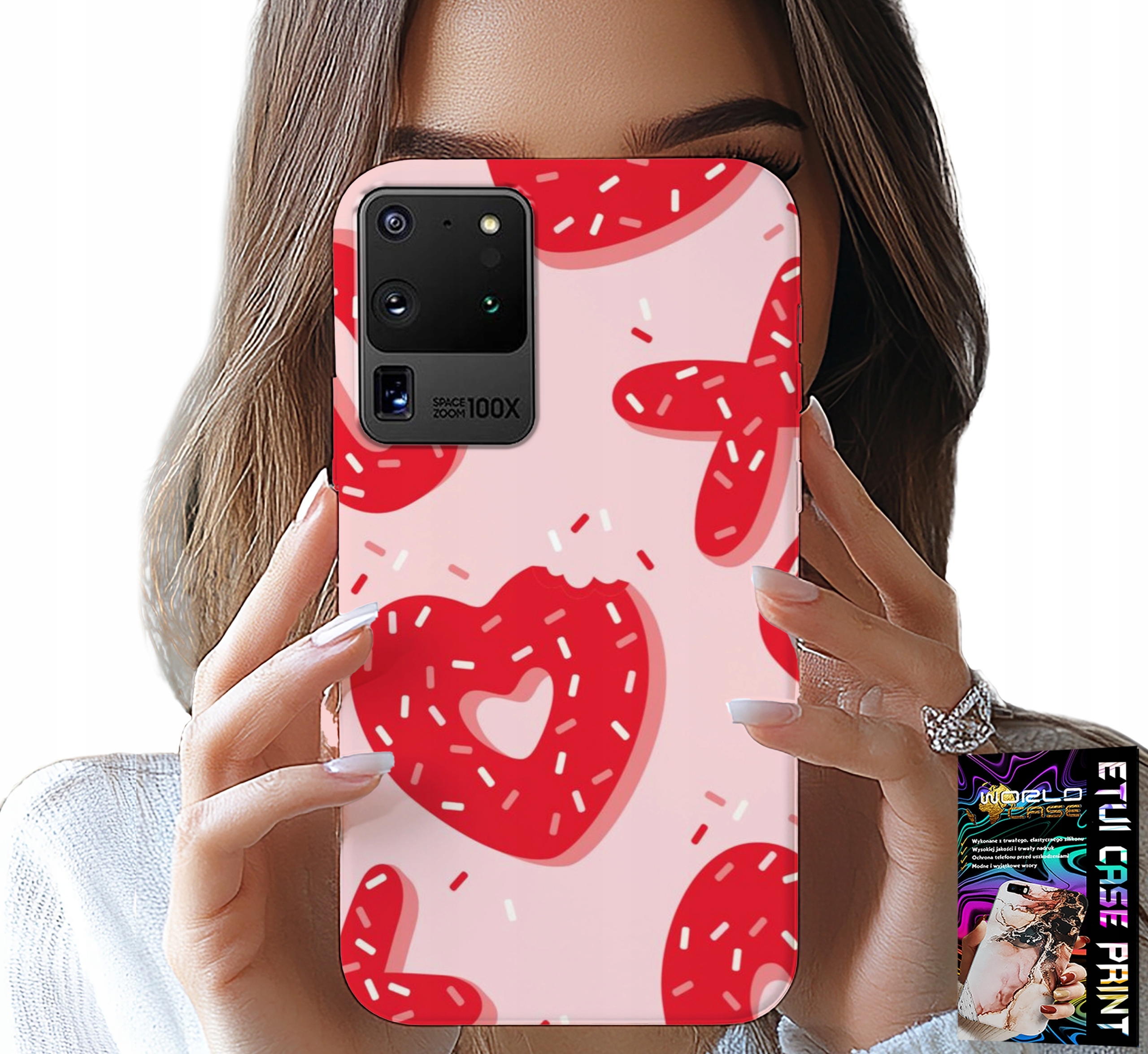ETUI DO SAMSUNG GALAXY S20 Ultra - KOBIECE, MODNE WZORY XOXO SERCE + FOLIA