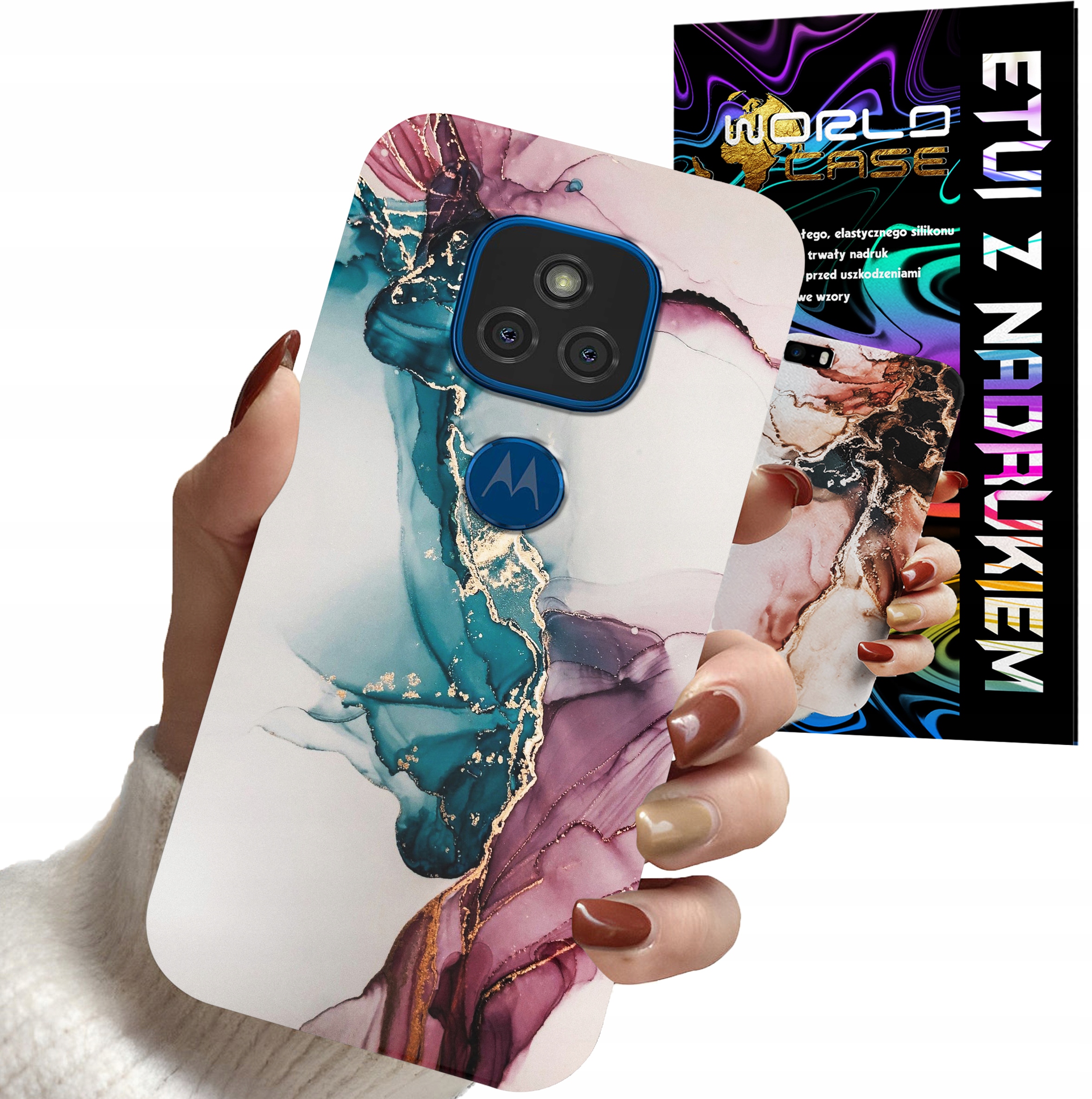ETUI CASE DO MOTOROLA G9 Play G9 E7 PLUS - MARMUR WZORY KOBIET PLECKI OBUDO