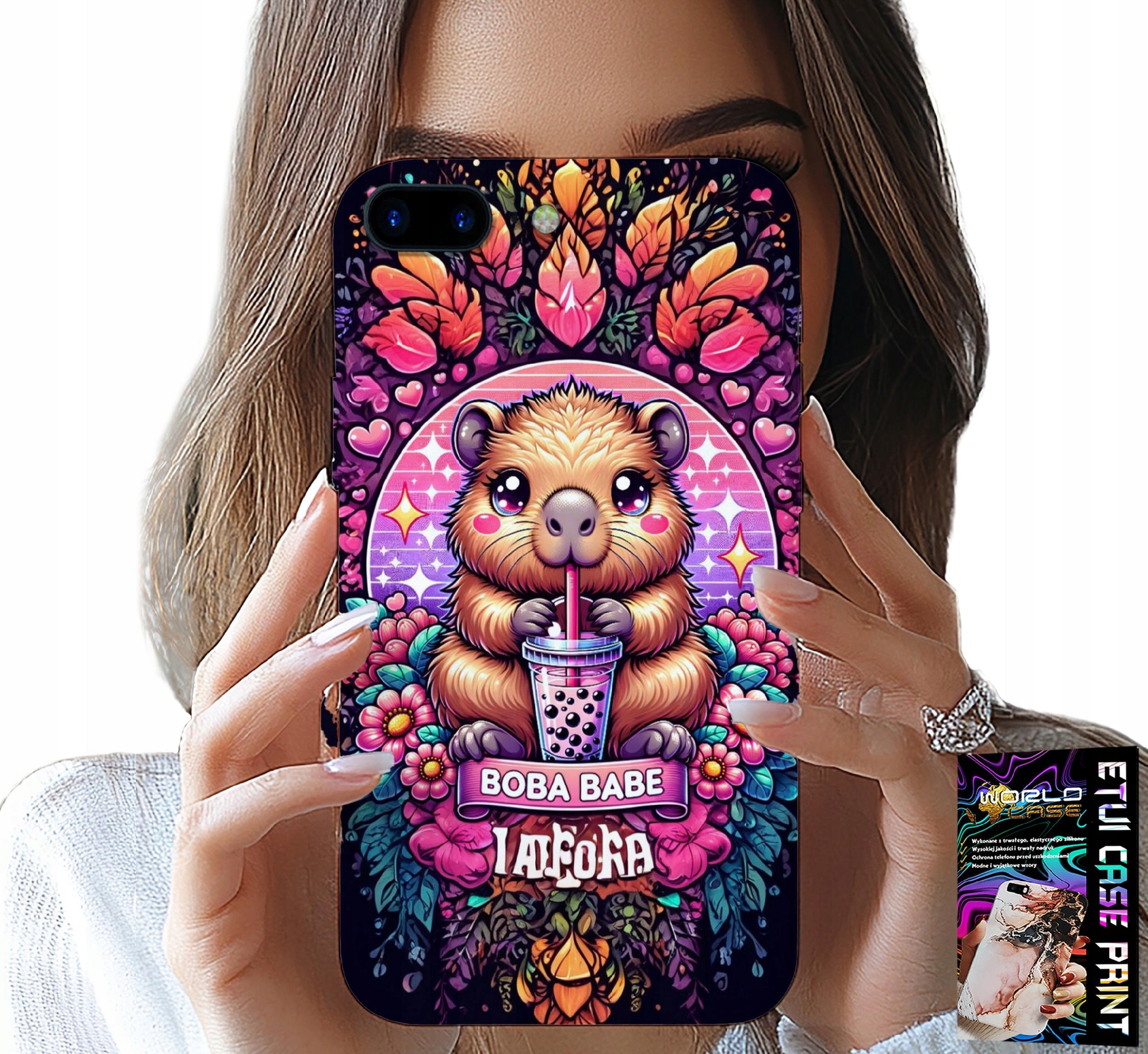 ETUI DO IPHONE ( 7 PLUS ) - SŁODKA KAPIBARA Z SZEJKIEM, SUPER WZORY