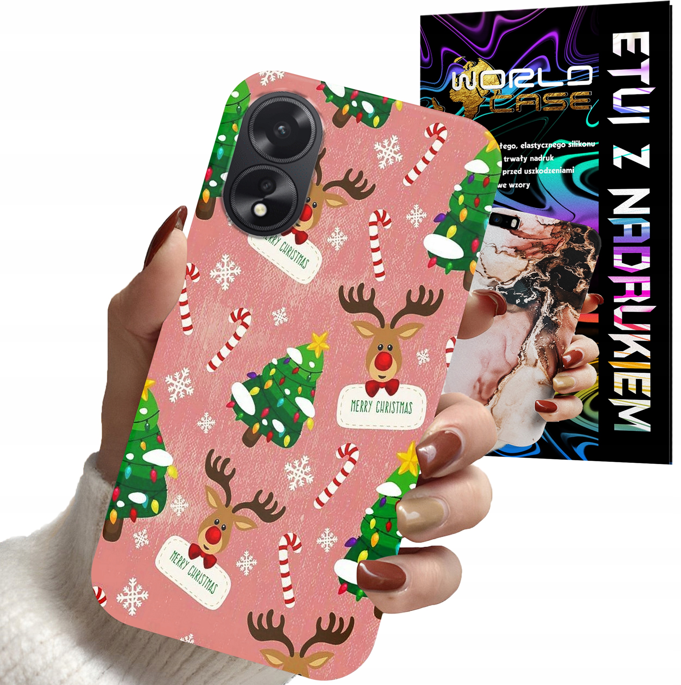 ETUI CASE DO OPPO A38 4G - ŚWIĄTECZNE WZORY NA ŚWIĘTA RENIFER CHOINKA